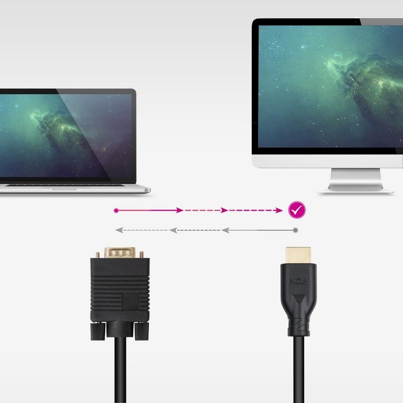 Detalle de Adaptador Nanocable 10.15.4602: VGA macho a HDMI macho, 1,8 m, negro