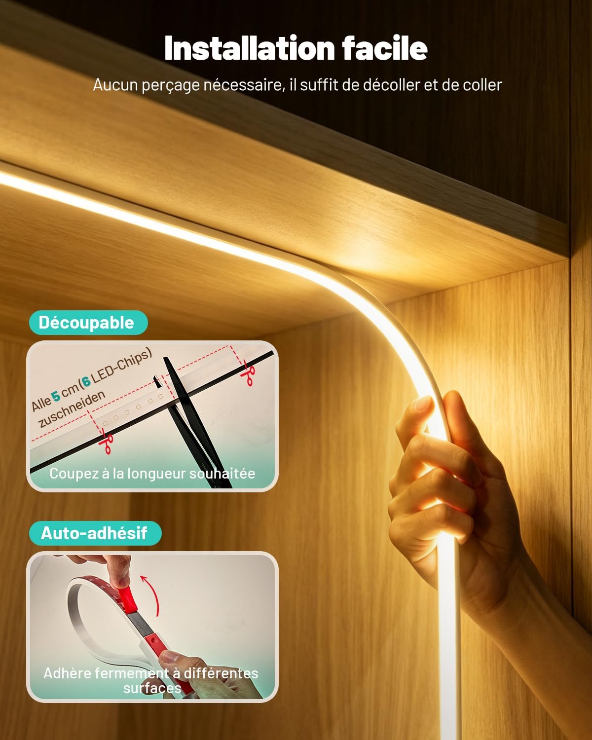 Thumbnail 4 de Dinoho ledstrip voor binnen, set van 2, dimbaar en met gebarensensor