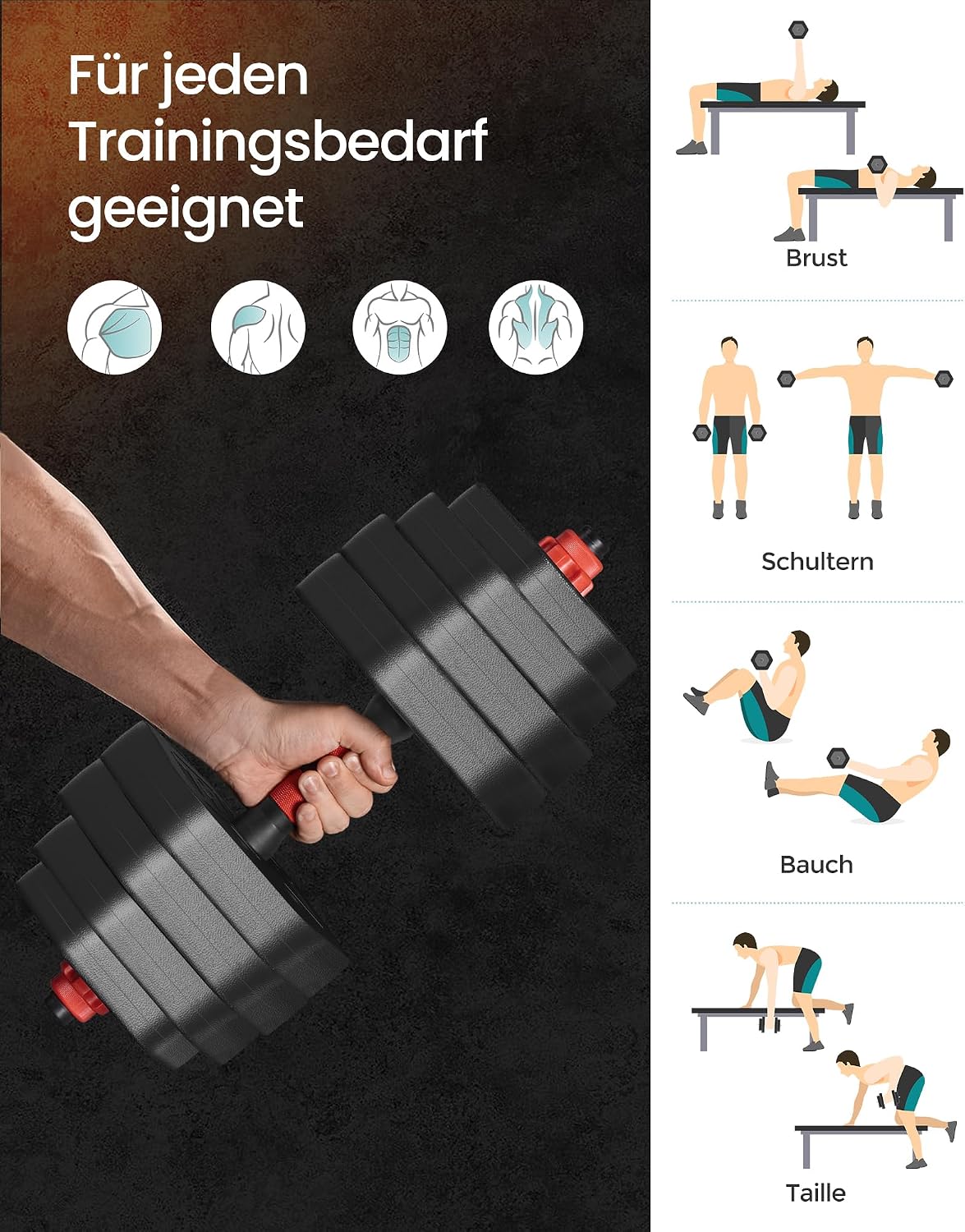 Thumbnail 2 de Songmics Hantelset 40 kg Hexagon
