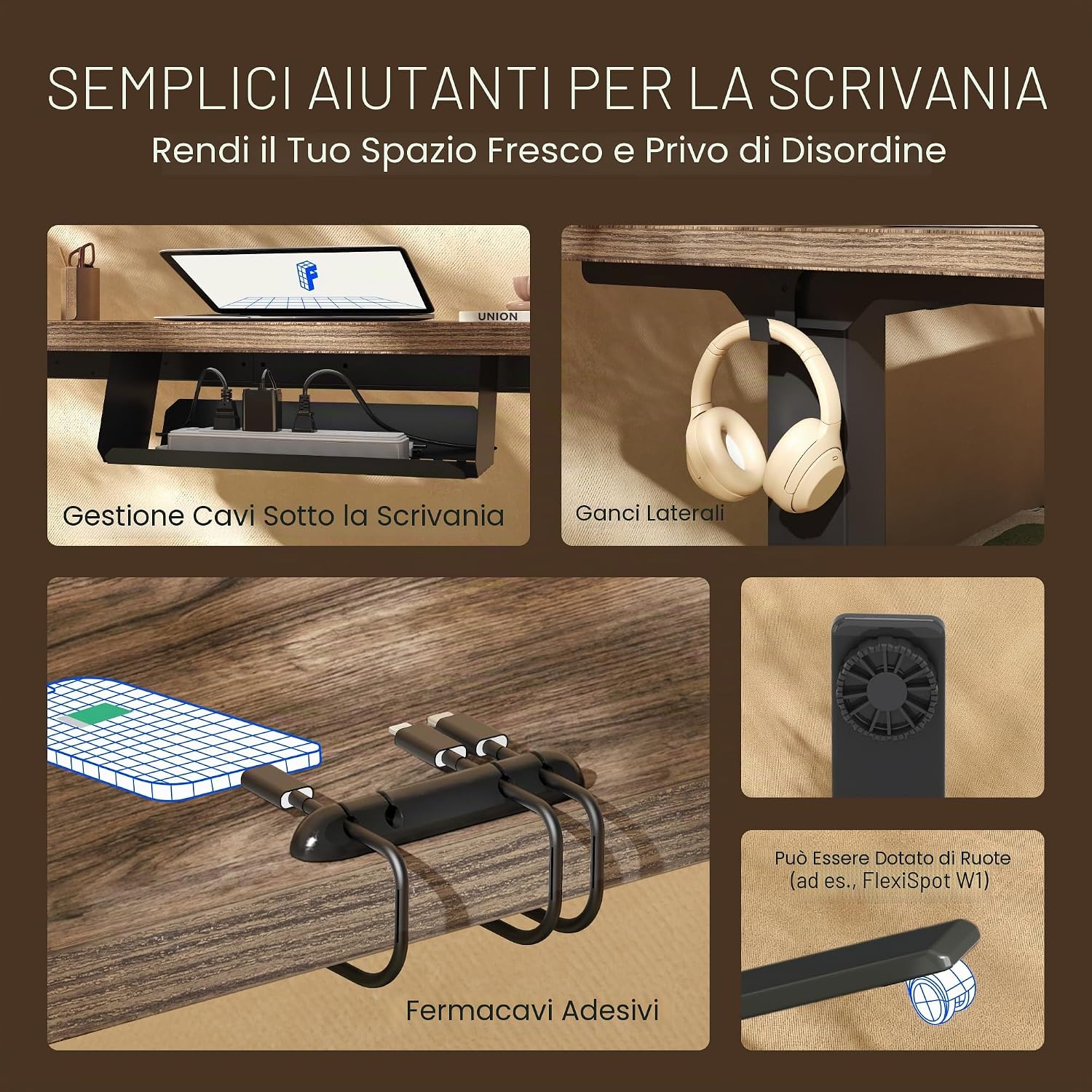 Detalle de FLEXISPOT scrivania regolabile in altezza a 2 motori 180x80 cm con piano unico e memoria