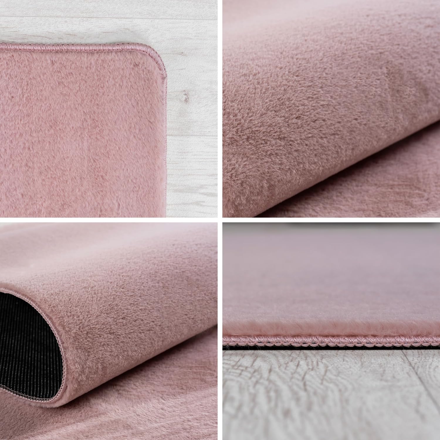 Thumbnail 1 de SIMPEX Kurzflor-Teppich fürs Wohnzimmer in Rosa, waschbar, 160×220 cm