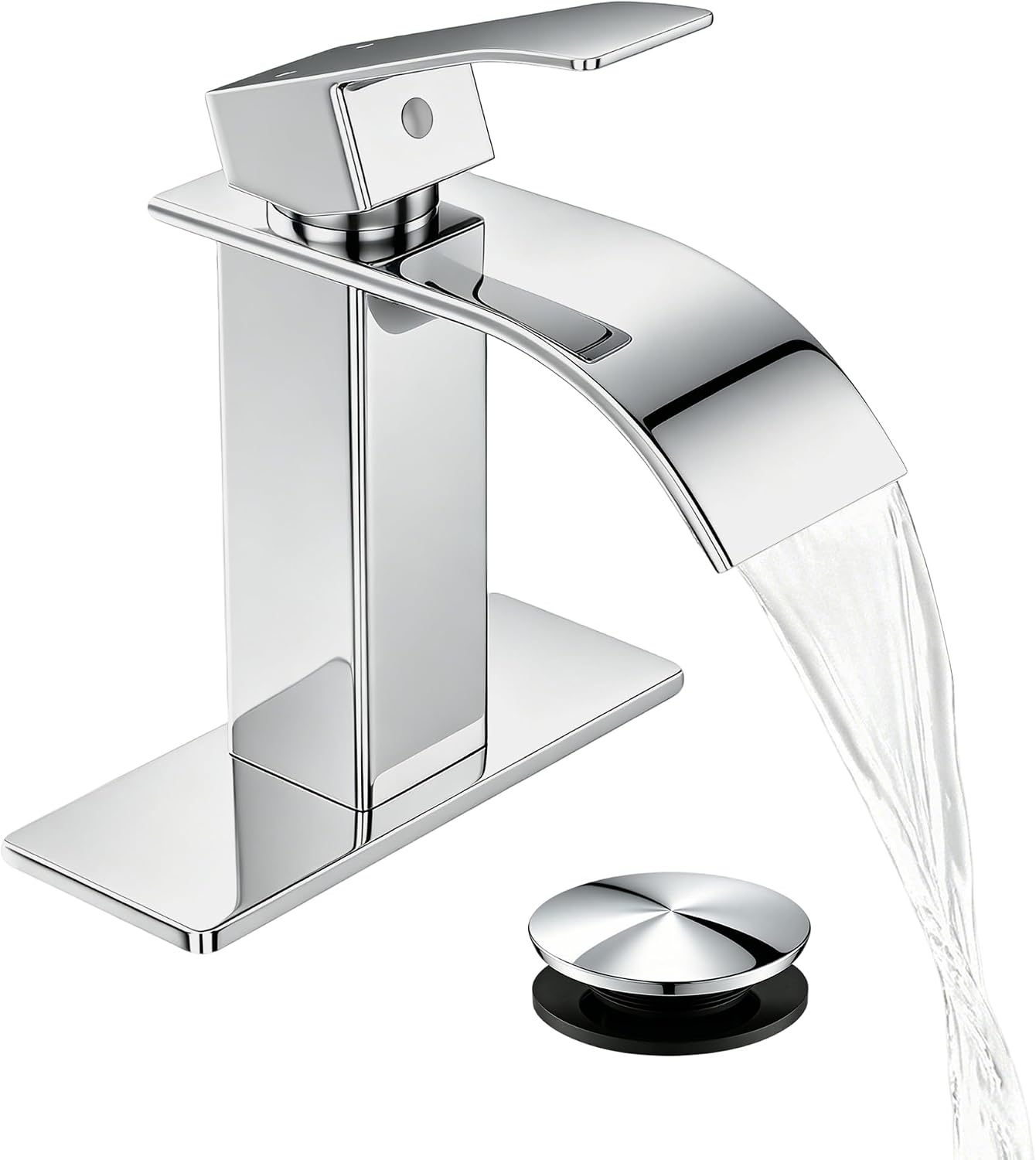 Detalle de Fransiton 7771 Waterfall Bathroom Sink Faucet, Chrome, Single Handle