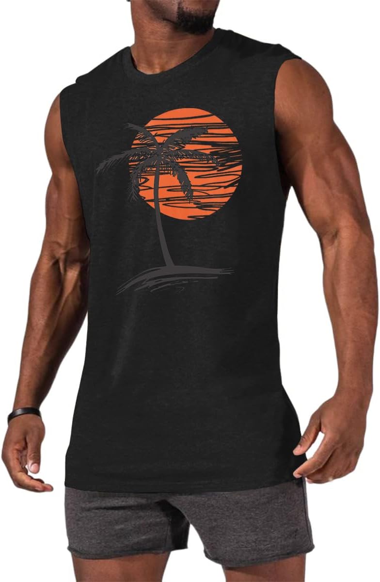 Detalle de iudam Tank Top Herren: Ärmelloses Baumwoll-T-Shirt mit All-Over Druck – Slim Fit
