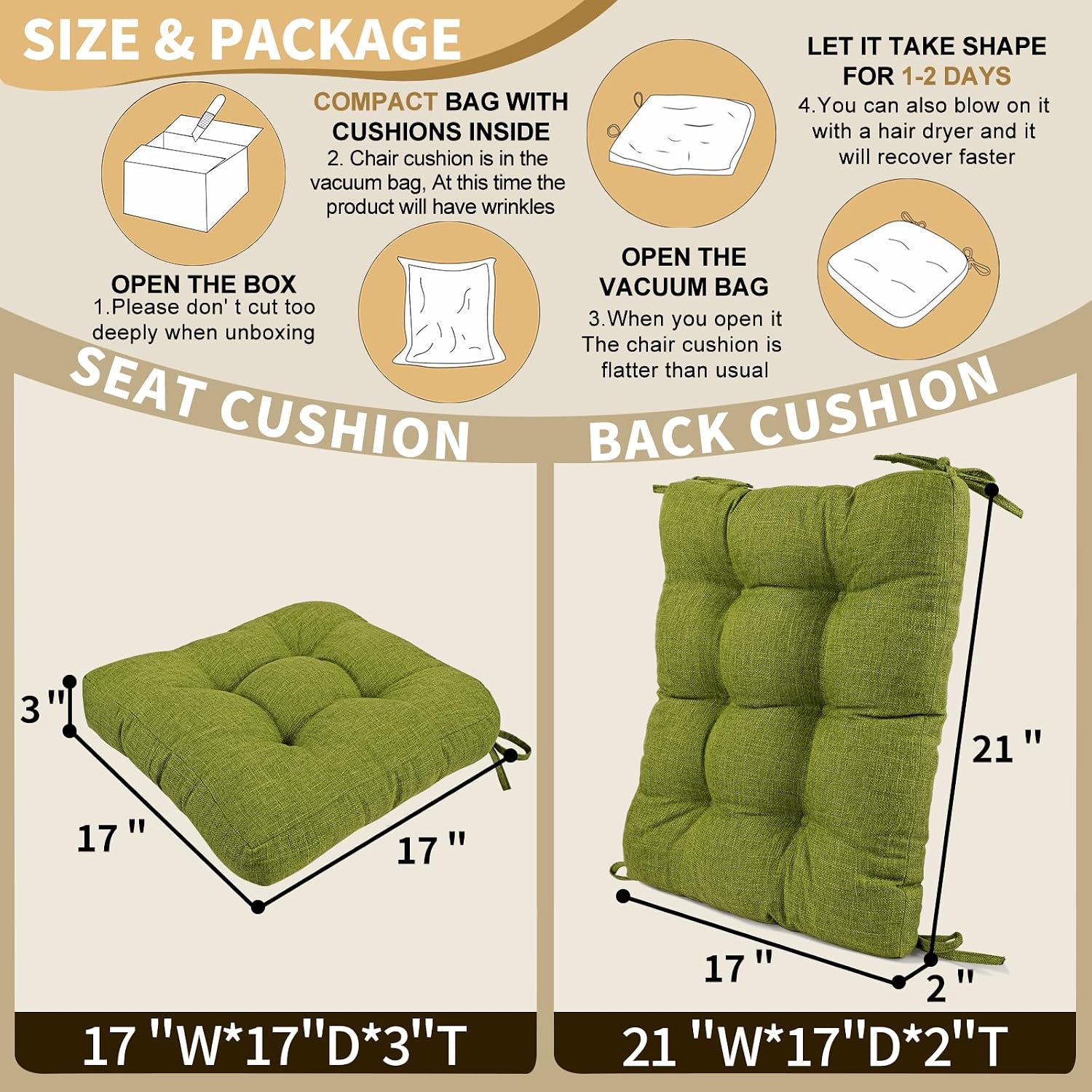 Detalle de BUYUE Rocking Chair Cushion Set, Woven Fabric