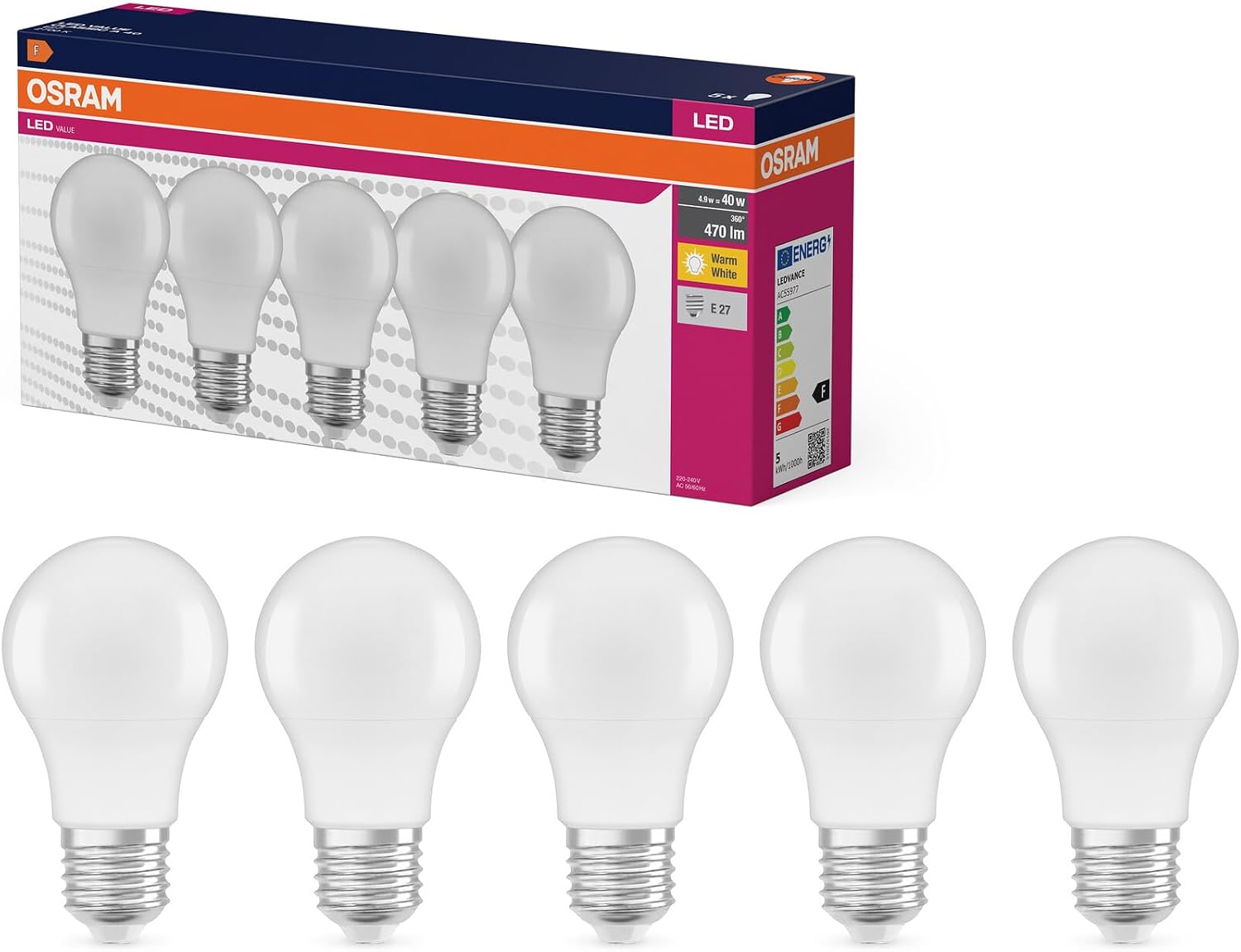 Thumbnail 6 de OSRAM LED Aktions Lampe mit E27 Sockel, 2700K, 8,50W – Ersatz für 60W Glühbirne, 10er-Pack