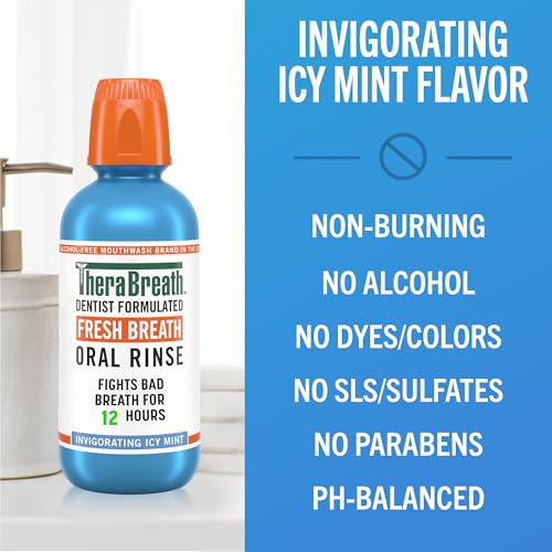 Detalle 2 de TheraBreath Fresh Breath Mouthwash, Icy Mint, Alcohol-Free – 2-Pack (16 Fl Oz each)