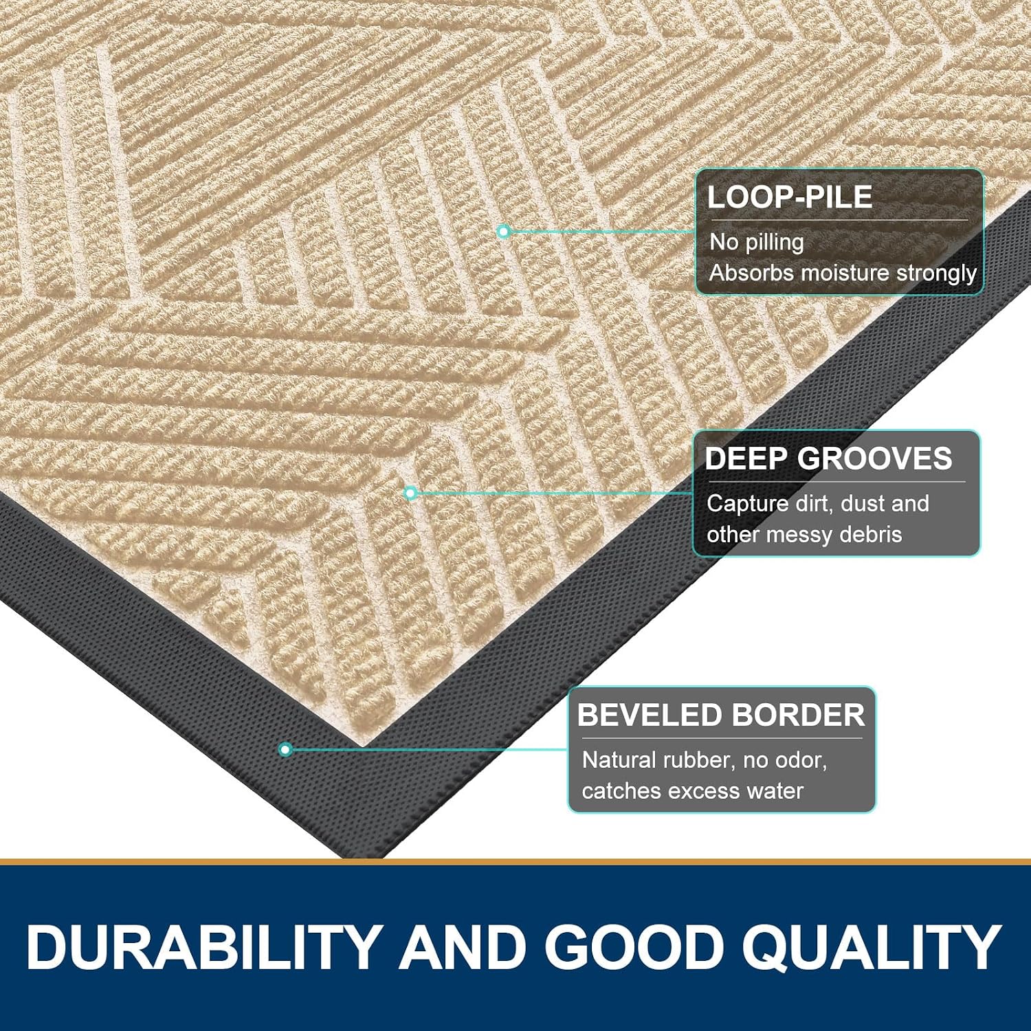 Detalle 2 de Smiry Front Door Mat Heavy Duty 29.5x17 in.