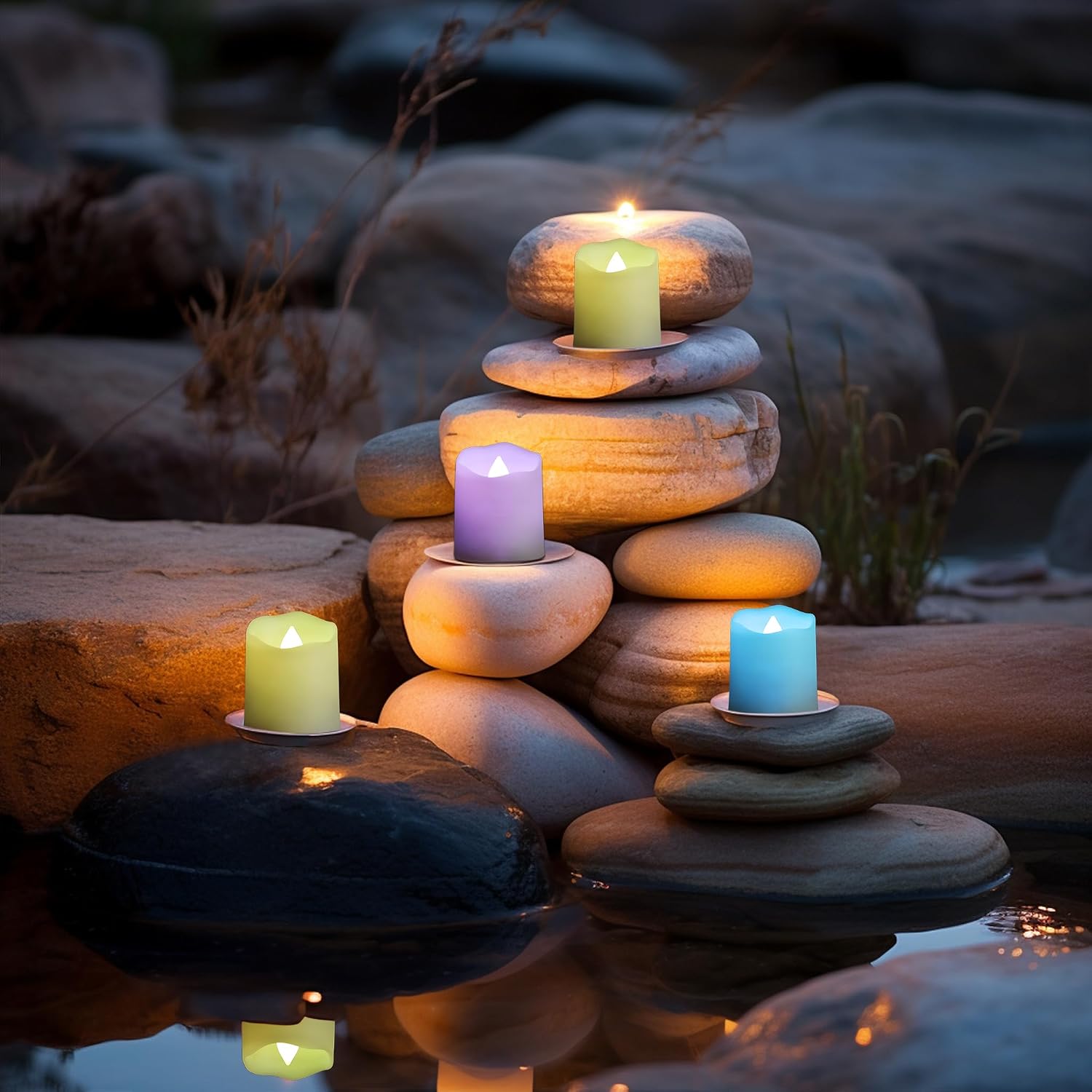 Detalle 2 de Porashine LED Teelichter 6er Set mit Timer