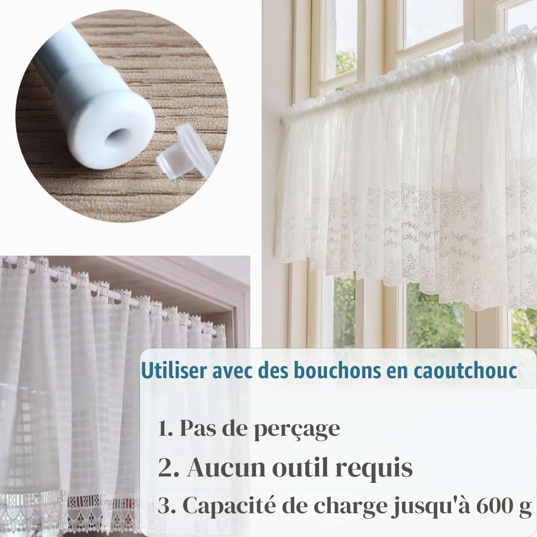 Detalle de Aiitomg telescopische spanstangen, 4 stuks van 30–50 cm, wit
