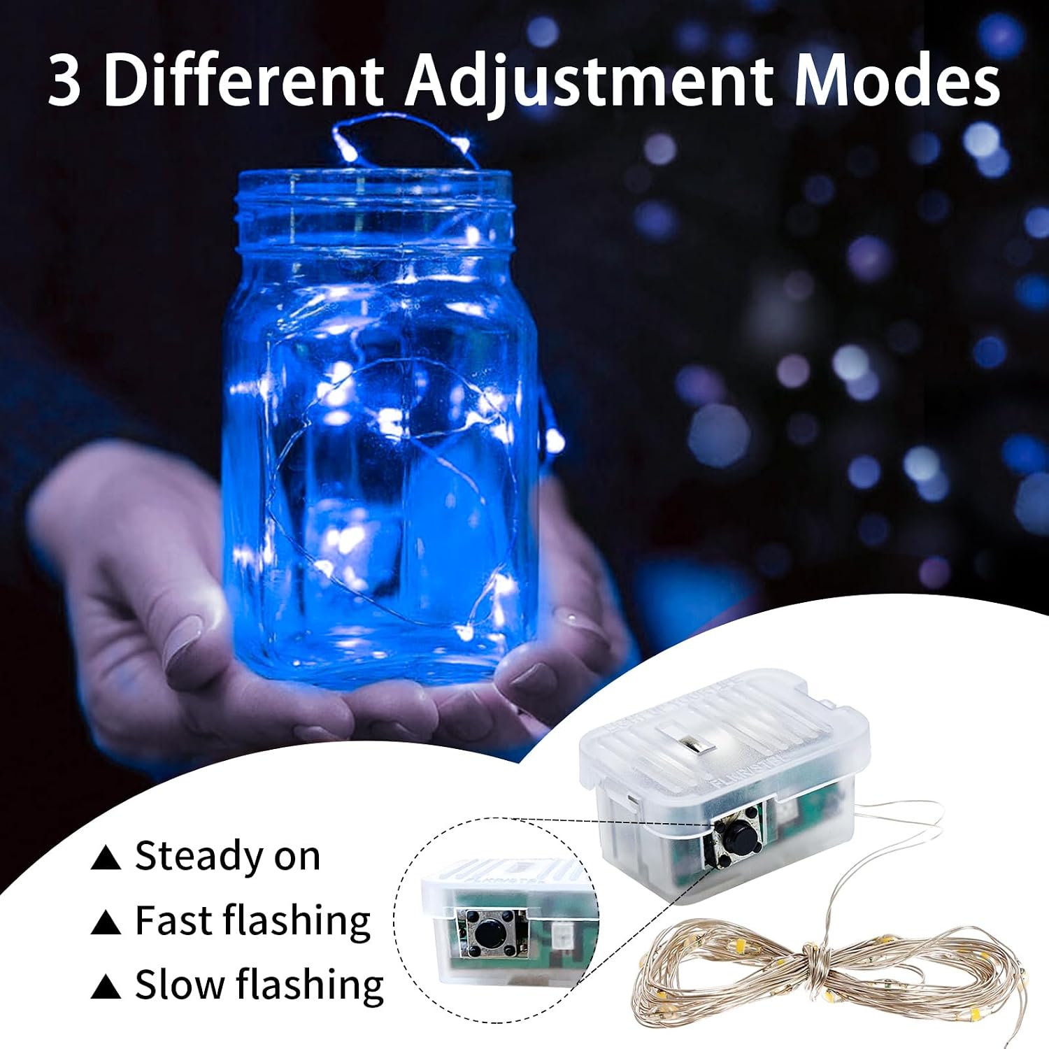 Thumbnail 1 de chzk D11-UG-V8A4 12-Pack Blue Fairy Lights, 7 ft, 20 LEDs, 3 Modes