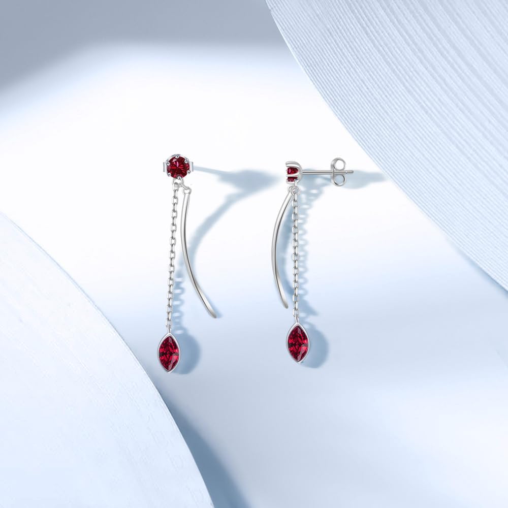 Thumbnail 2 de PHNIBIRD Boucles d'oreilles femme argent 925 avec pierre de naissance – goutte pendante