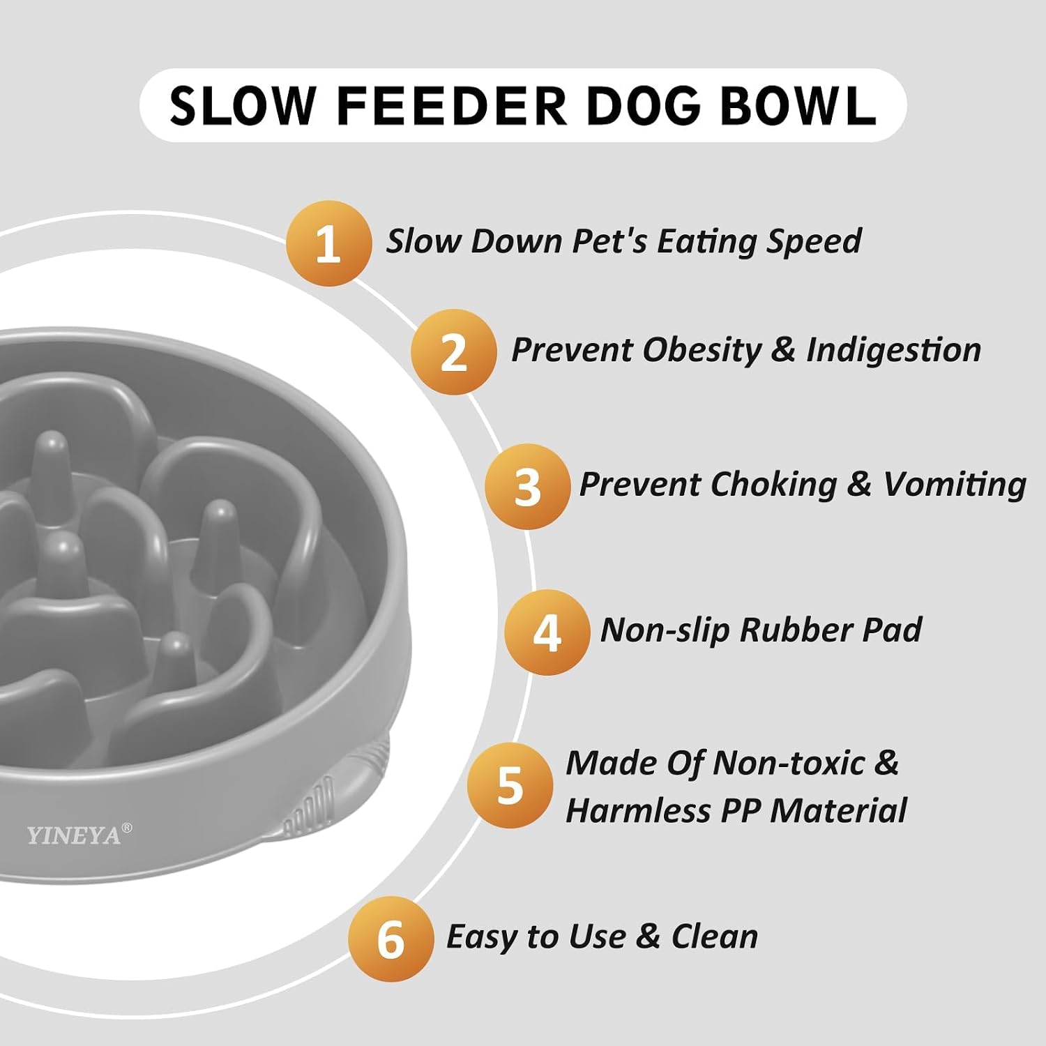 Detalle 2 de YINEYA 4 Cups Slow Feeder Dog Bowls (Large Breed) – Anti-Choking Maze Puzzle Feeder, 2-Pack