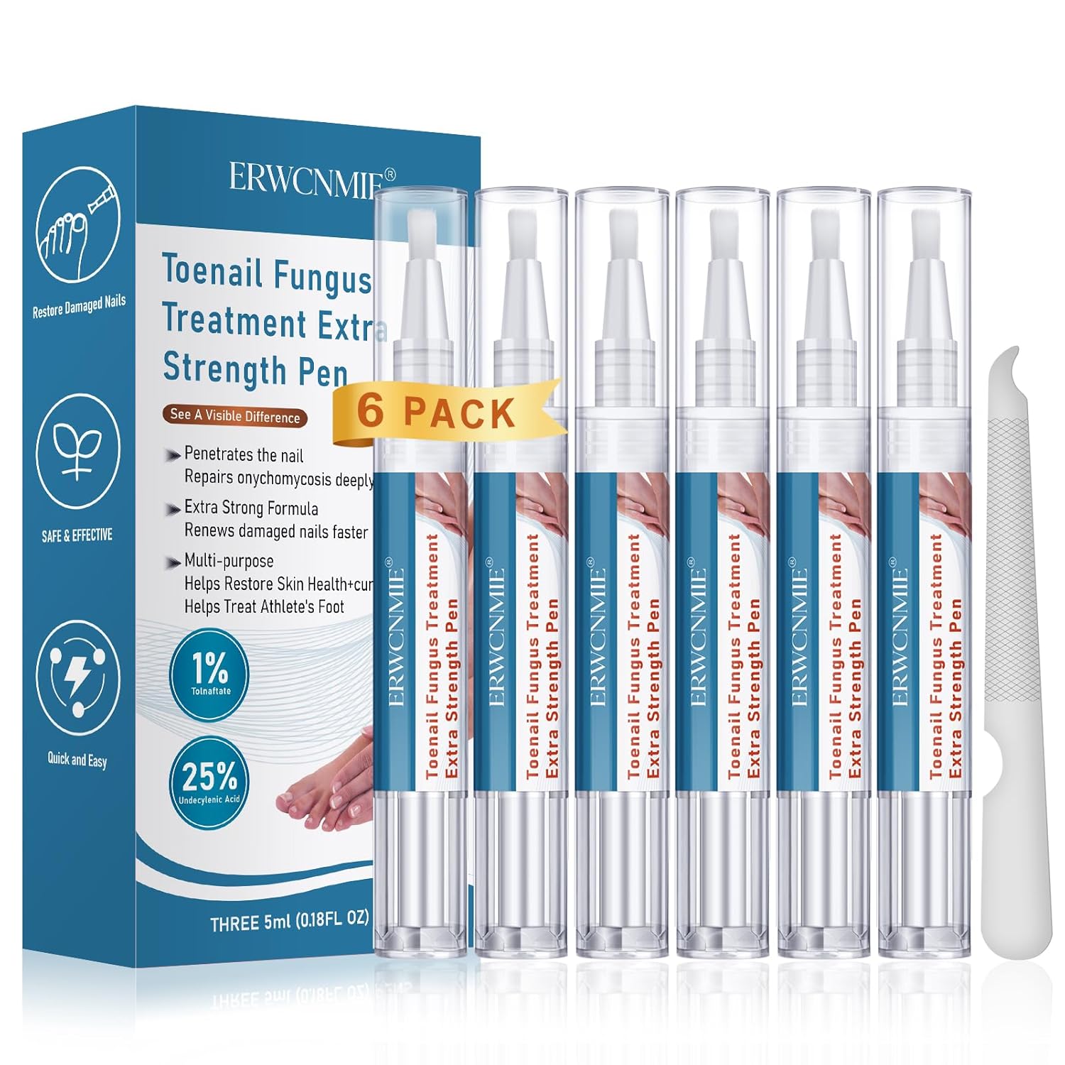 Detalle de Toenail Fungus Treatment Extra Strength: Fungi Nail Pen, 25% Undecylenic Acid, 6-Piece Kit