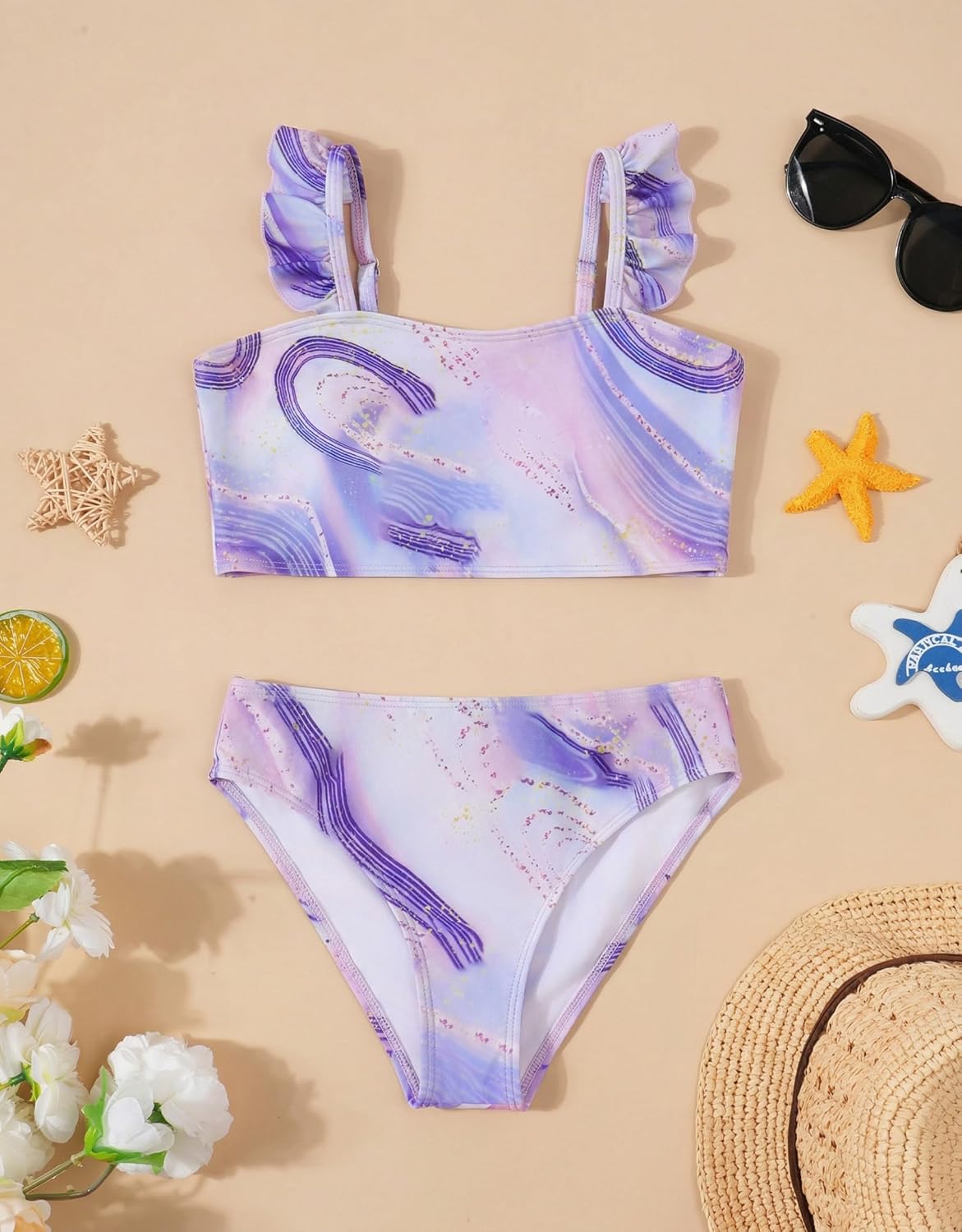 Thumbnail 2 de Arshiner Ensemble Bikini 3 Pièces pour Filles — Maillot Sirène à Volants avec Jupe (5–12 ans)