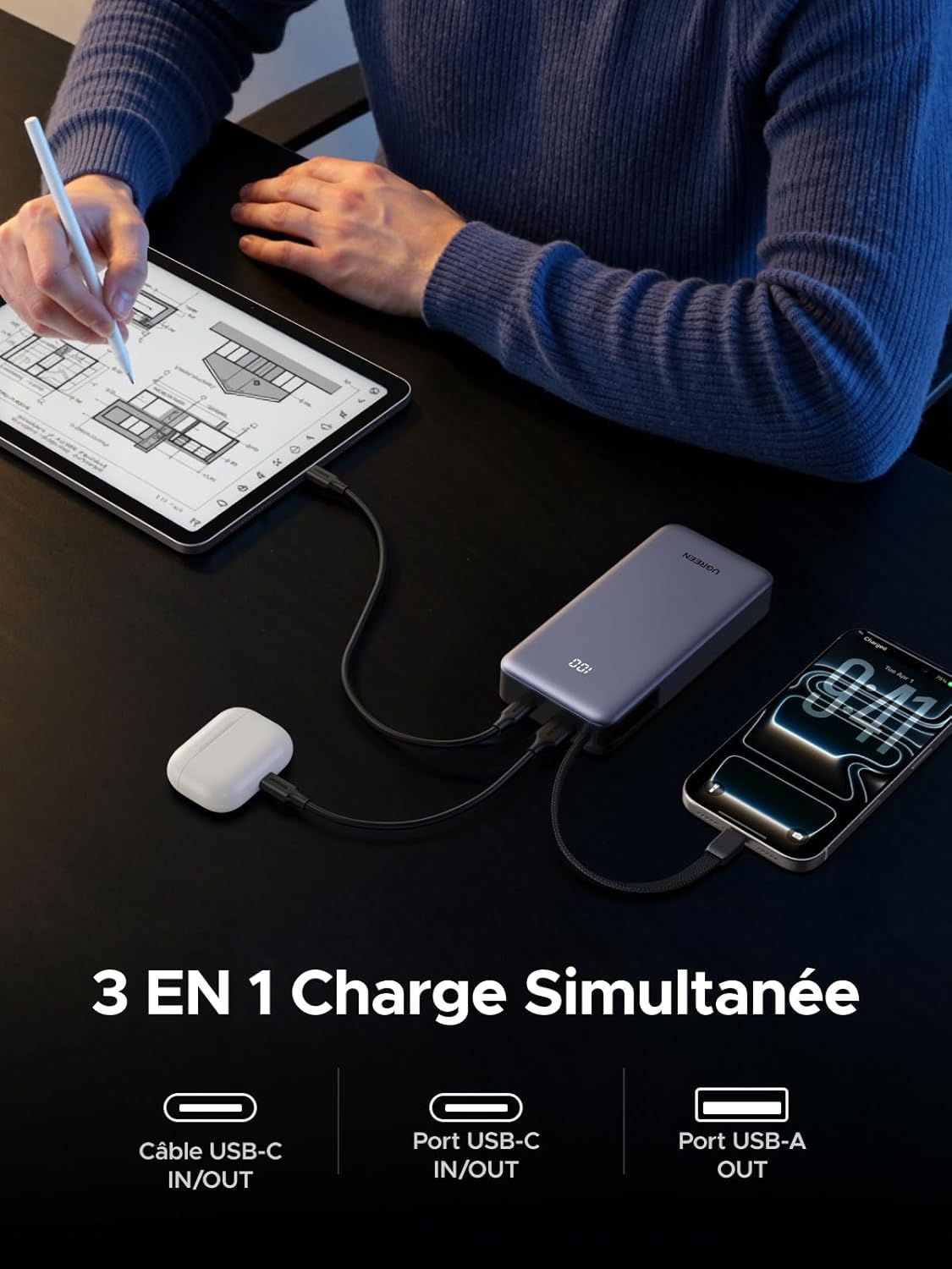 Thumbnail 4 de UGREEN Nexode 55W Batterie Externe 20000mAh : Puissance fiable et charge rapide en déplacement