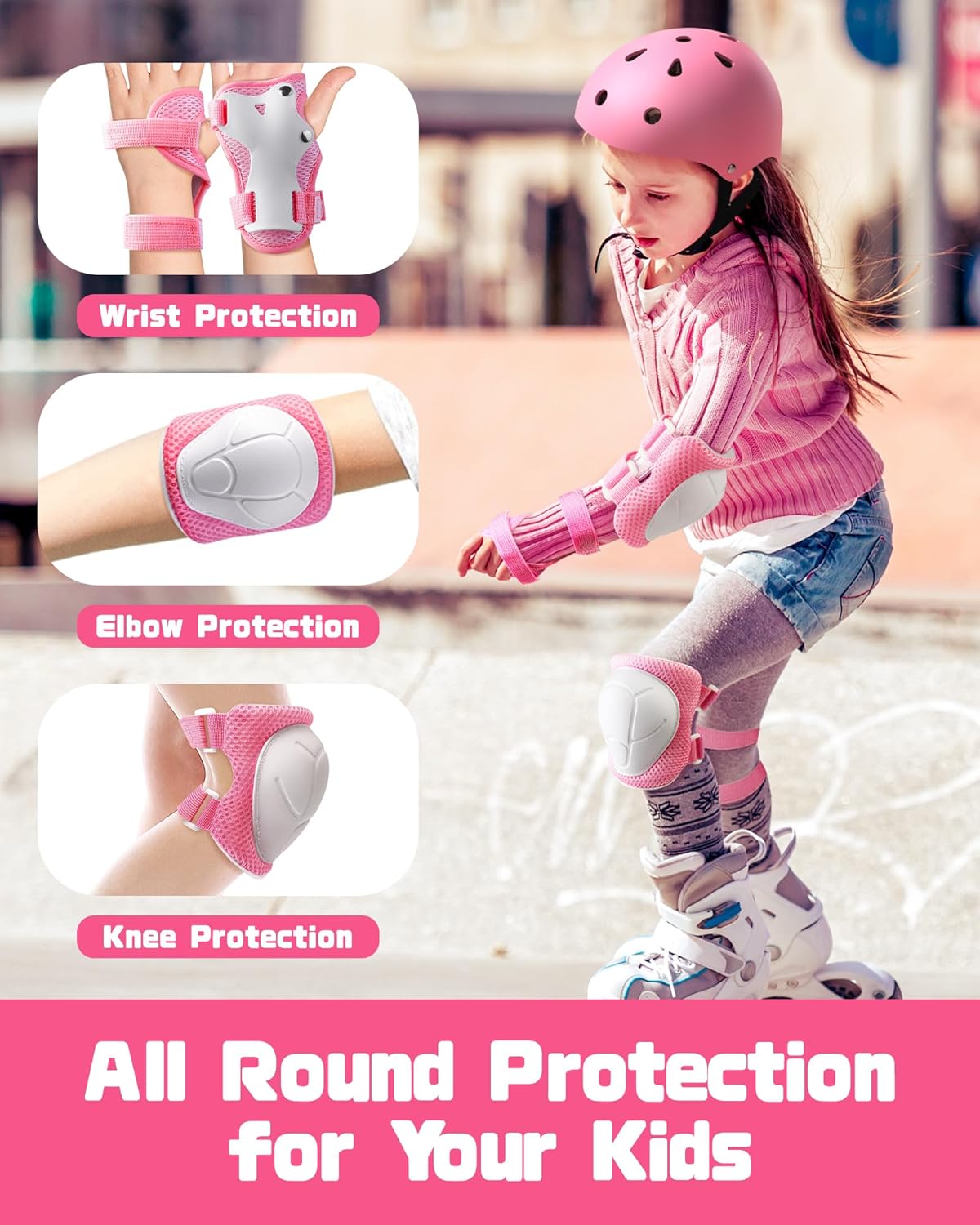 Thumbnail 2 de DARME Kids Protective Gear Set: Knee & Elbow Pads with Wrist Guards (Ages 3-8) + Organizer Bag