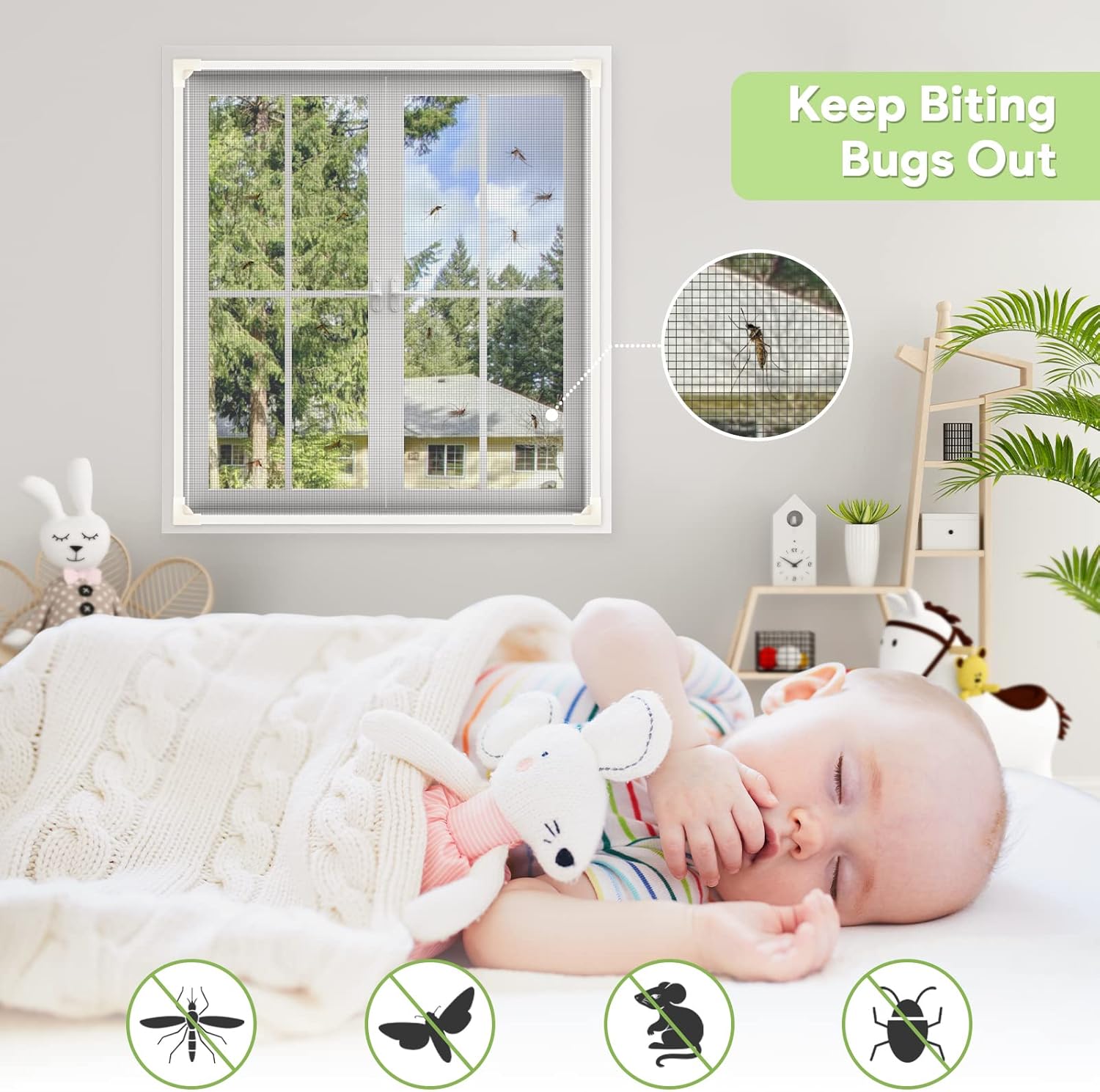 Thumbnail 1 de MOEGFY Magnetic Fly Screen Window Nets — Adjustable DIY Insect Screen for Windows (Max 48" x 43")