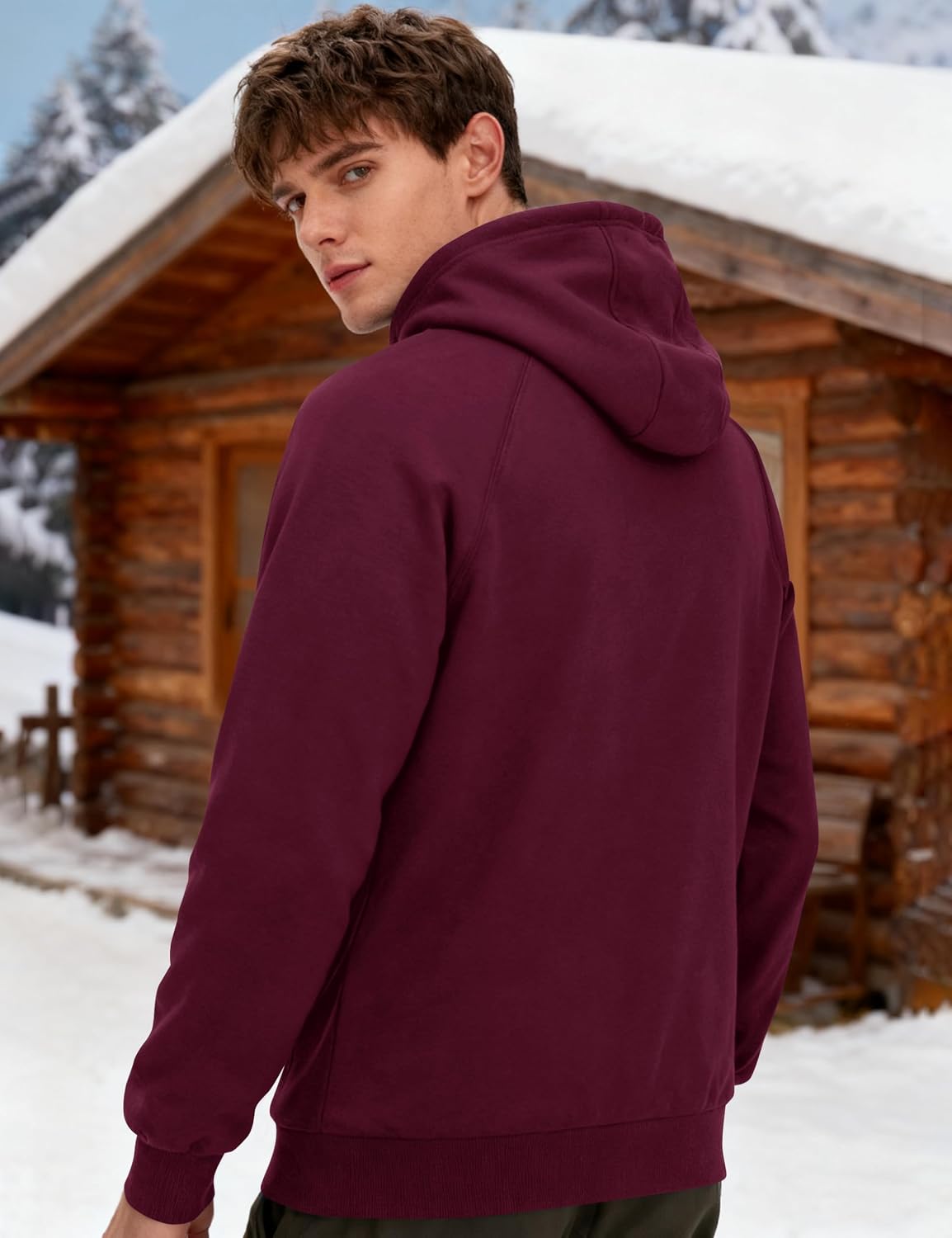 Detalle 2 de MAGCOMSEN Men's Sherpa Hoodie, Heavyweight Fleece Lined with Kangaroo Pocket