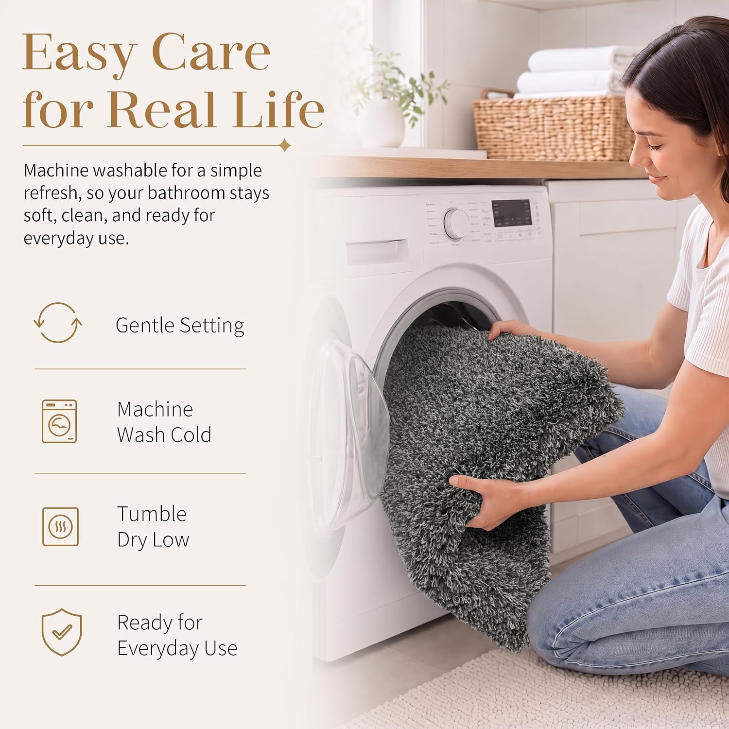 Thumbnail 6 de Yimobra 60" x 24" Bathroom Runner Rug, Plush Microfiber, TPR Backing