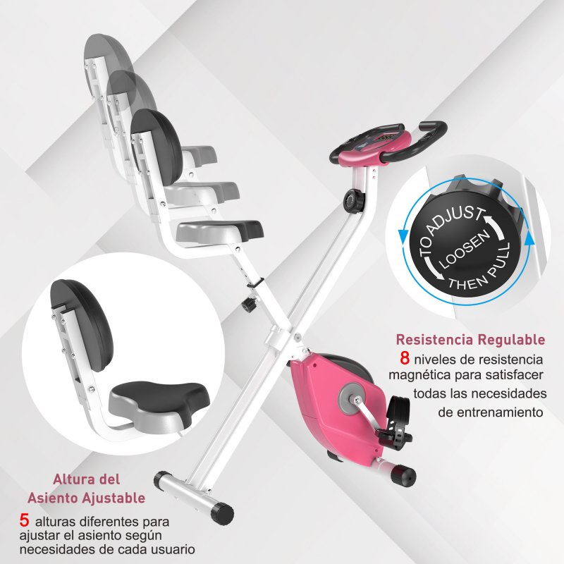 Thumbnail 2 de HomCom Bicicleta Estática Plegable Rosa