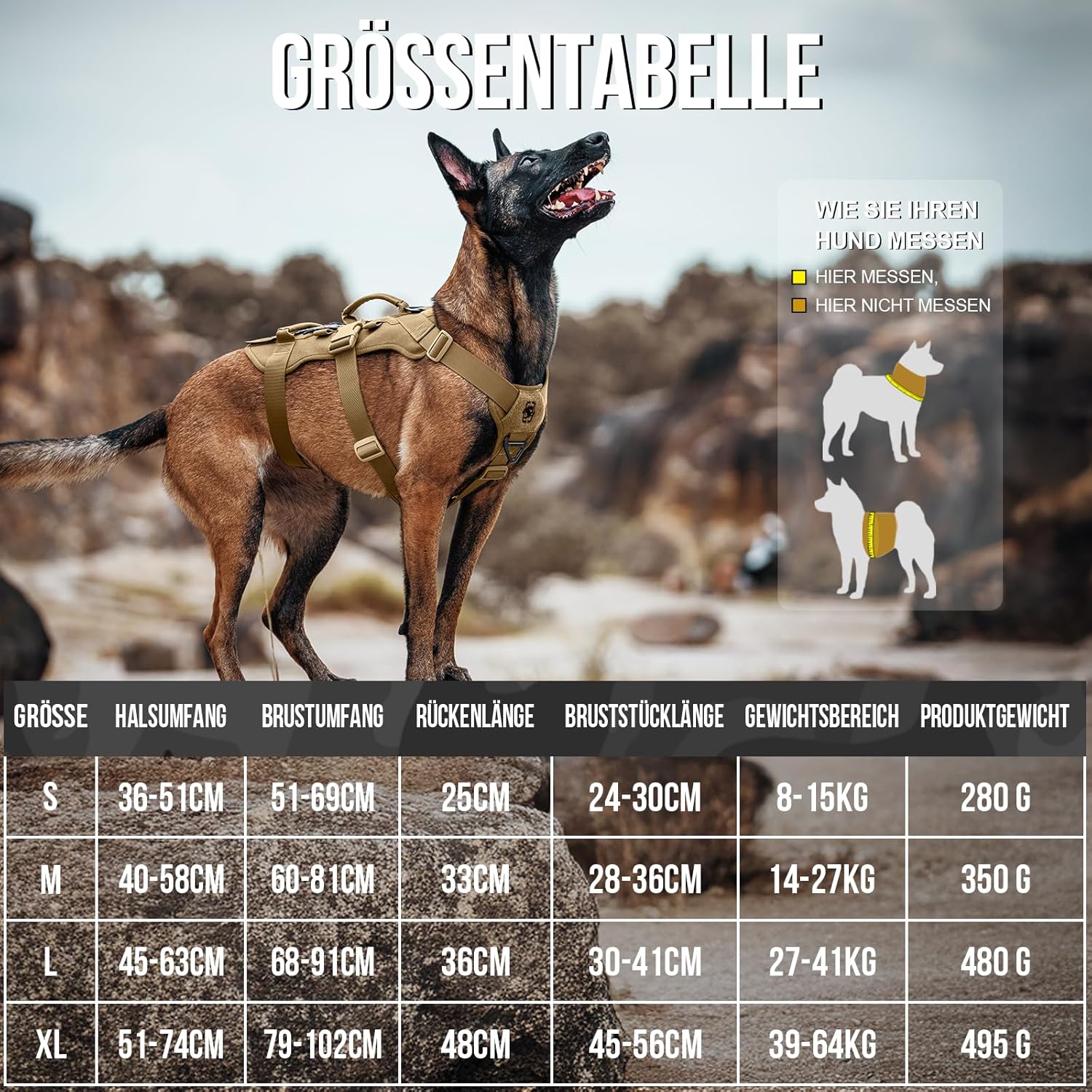 Detalle 2 de OneTigris Harnais pour chien T-Bone : harnais tactique 2 poignées, ajustable et résistant