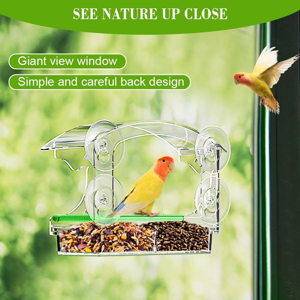Thumbnail 6 de OFFCUP Window Bird Feeder with 4 Suction Cups and Removable Seed Tray