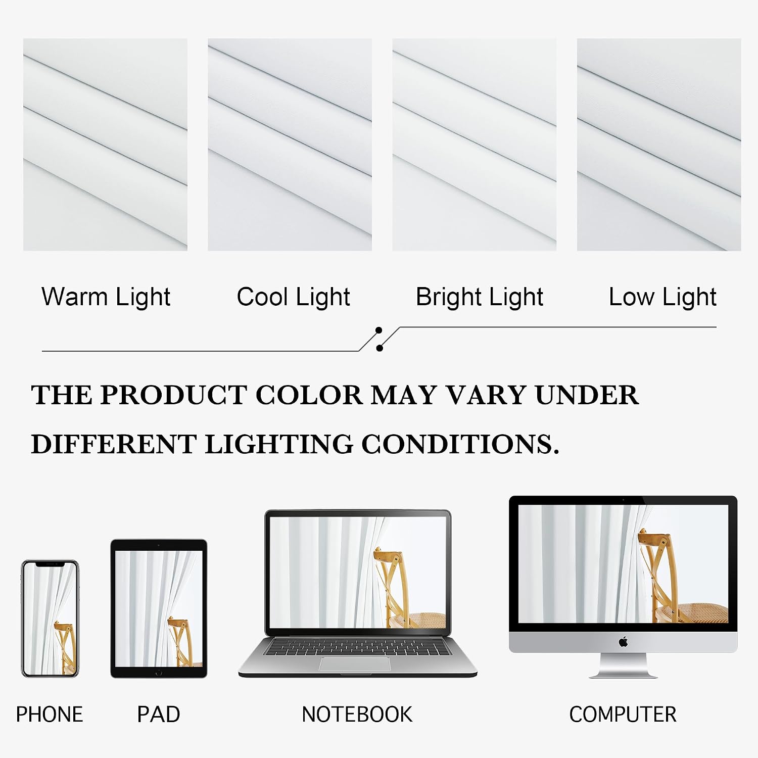 Detalle de PONY DANCE Light Filtering Curtain 2 Panels, 90x90 Inch, Pure White – Eyelet Thermal Drapes
