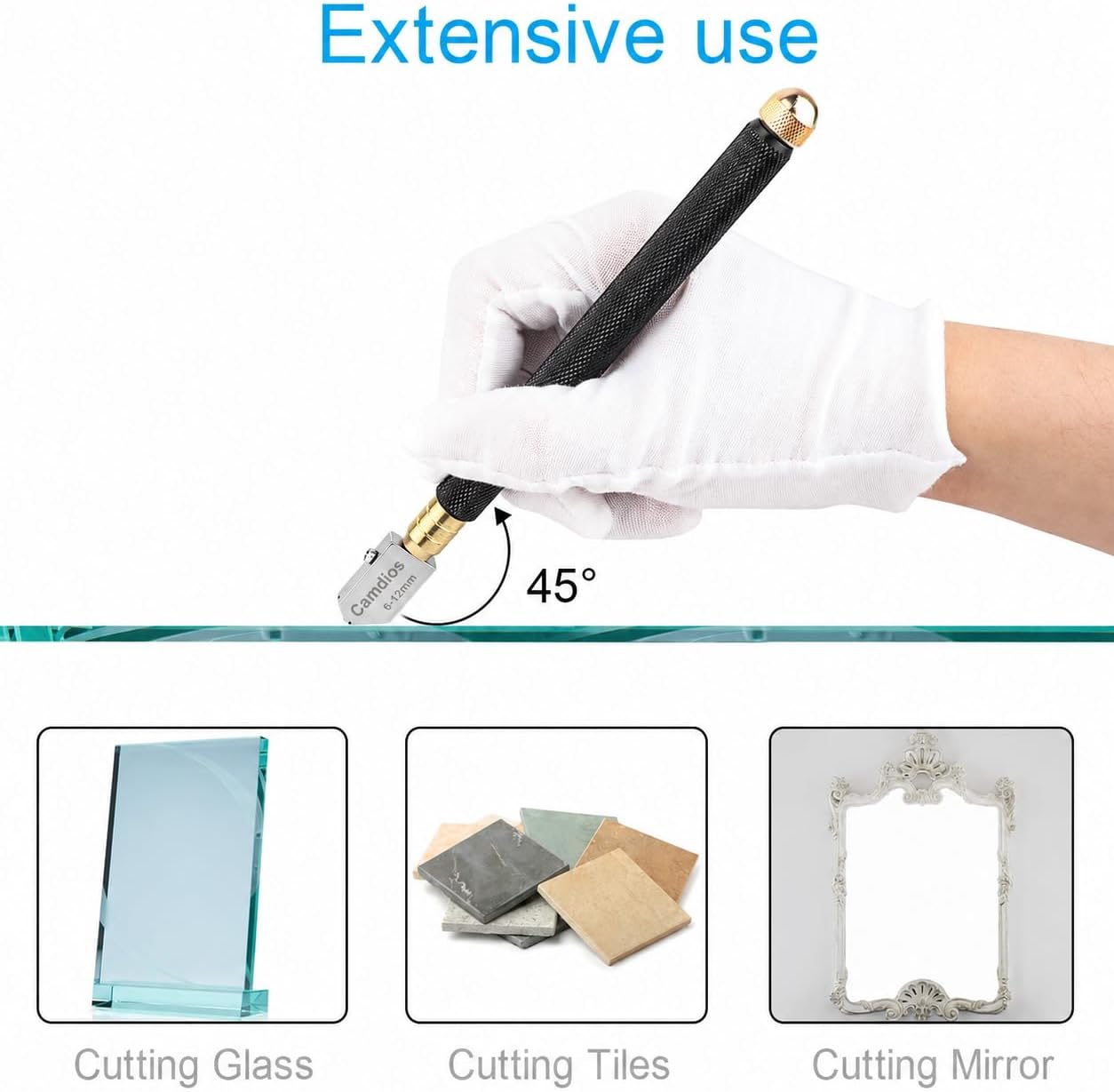 Thumbnail 5 de Glass DIY Cutting Tool Kit – Pencil Style Glass Cutter with Tungsten Carbide Wheel (2mm-20mm)