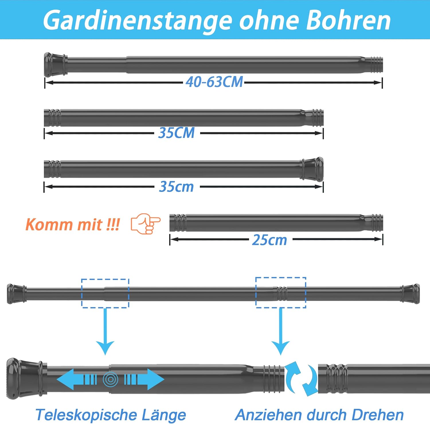 Thumbnail 6 de Aiitomg Vorhangstange 83–160 cm