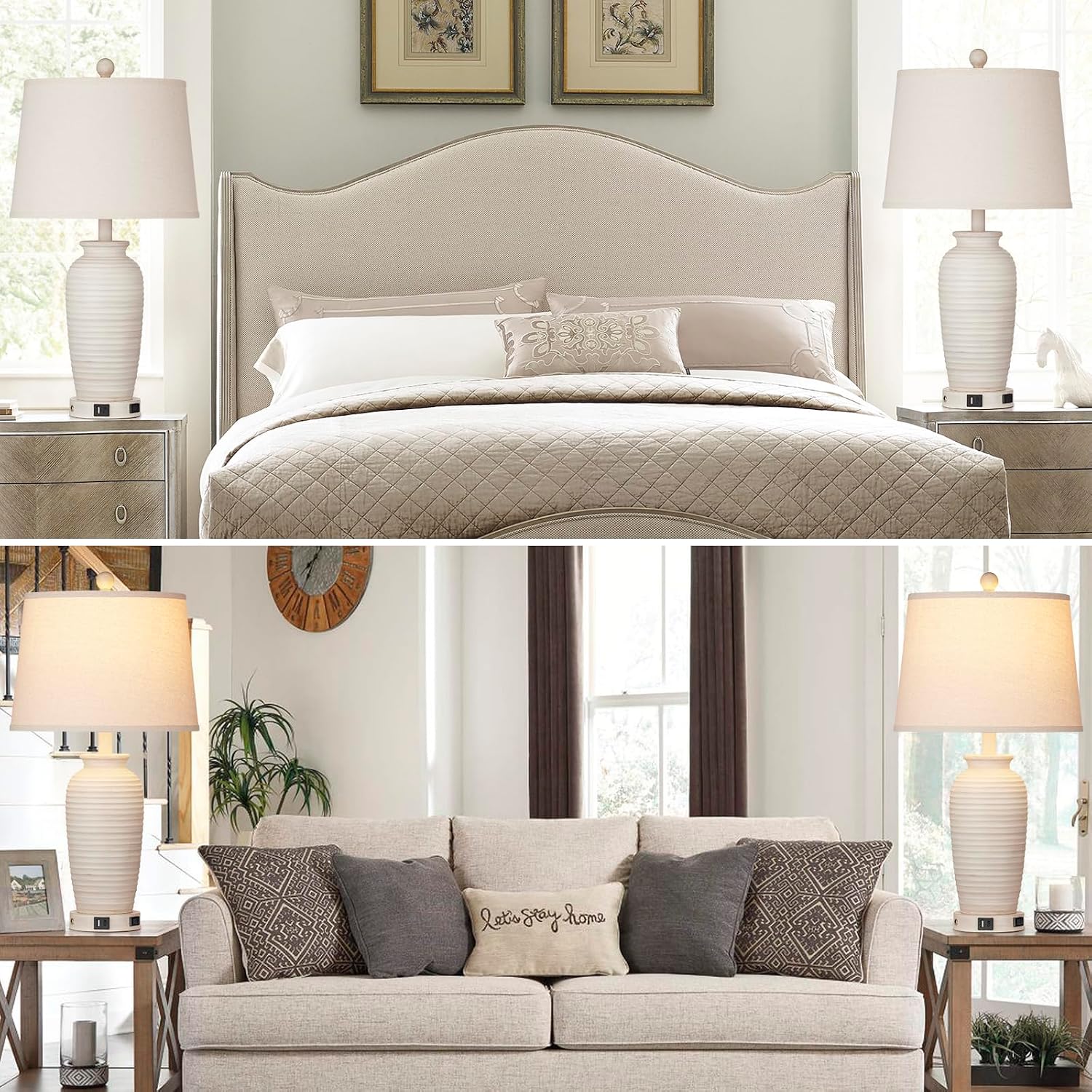 Thumbnail 4 de CINSARY TD-CS-225-1 25" Farmhouse Jar Table Lamps, Set of 2 with Touch Control