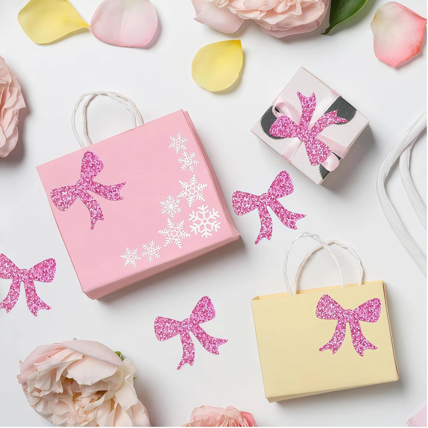 Thumbnail 2 de Holographic Reward Stickers Roll – 1000 Pcs (2 Pack) 2.5cm Self-Adhesive Sparkly Star & Pink Glitter Bow Labels