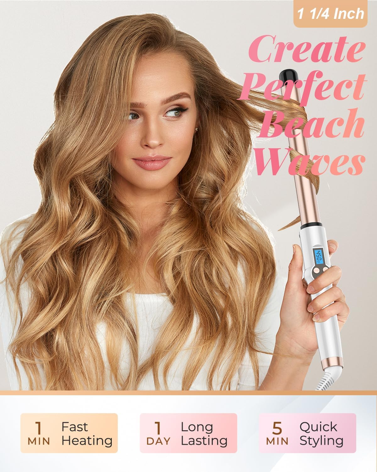 Detalle 2 de 32MM Extra Long Barrel Ceramic Curling Wand 🔌