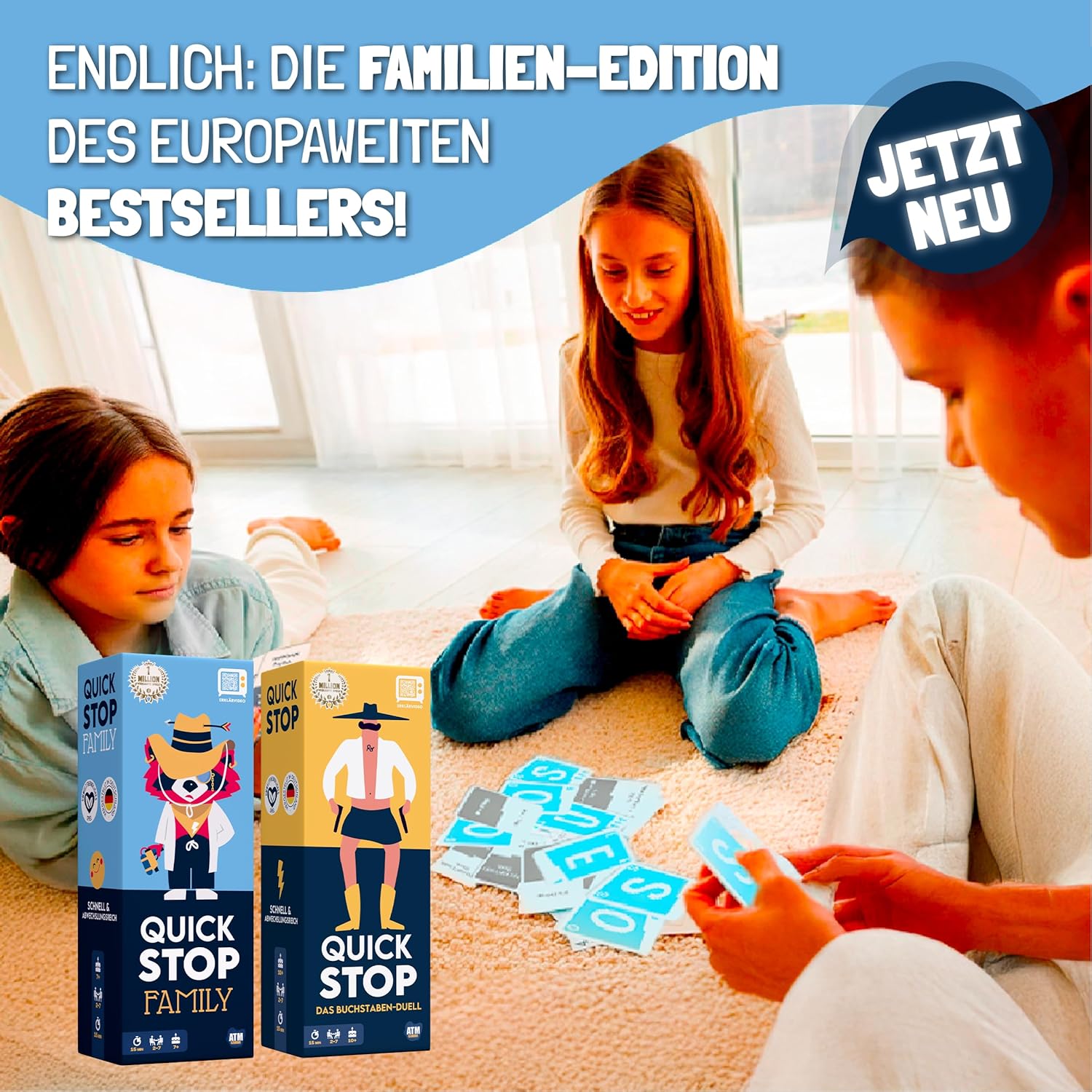 Thumbnail 1 de ATM Gaming QuickStop „Das Buchstaben-Duell“ – Familien-Edition, Kartenspiel für 2–7 Spieler ab 7 Jahren