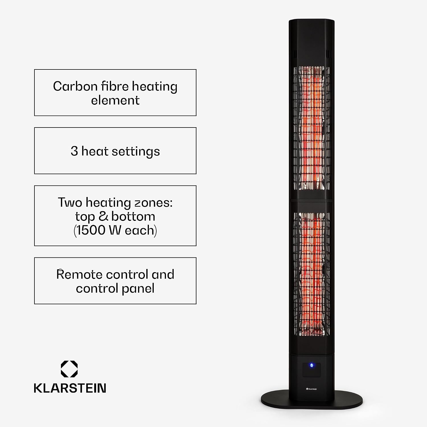 Detalle de blumfeldt Heat Guru HHG8-Goldbar 2x – promiennik tarasowy 3000 W z pilotem