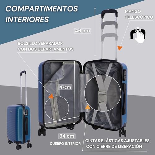 Thumbnail 2 de DON ALGODON Maleta de Cabina Ryanair 55x40x20 cm con 4 ruedas y candado – Azul