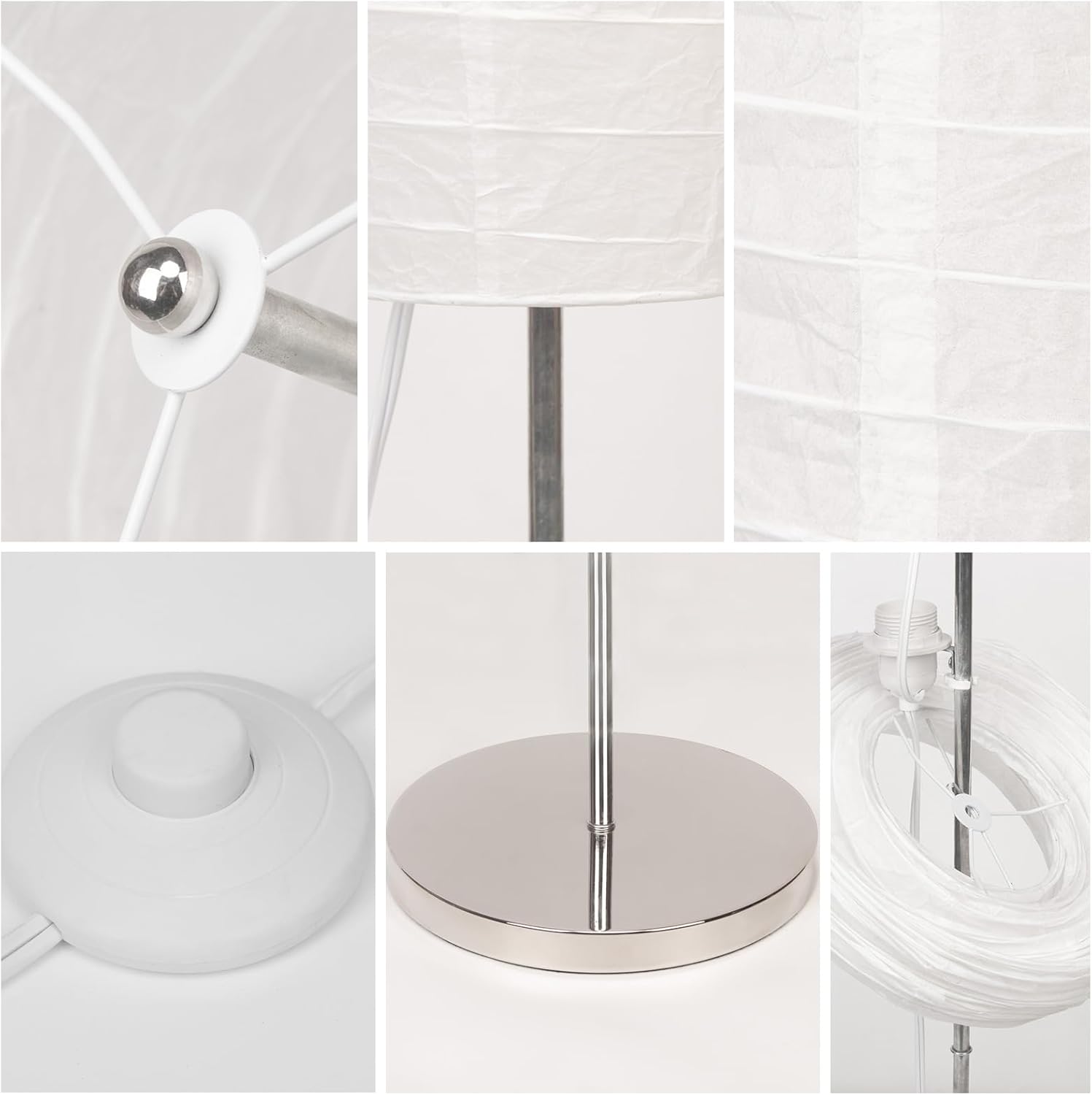 Detalle de Lianheng Paper Floor Lamp, Rice Paper Oval Lamp – Beige