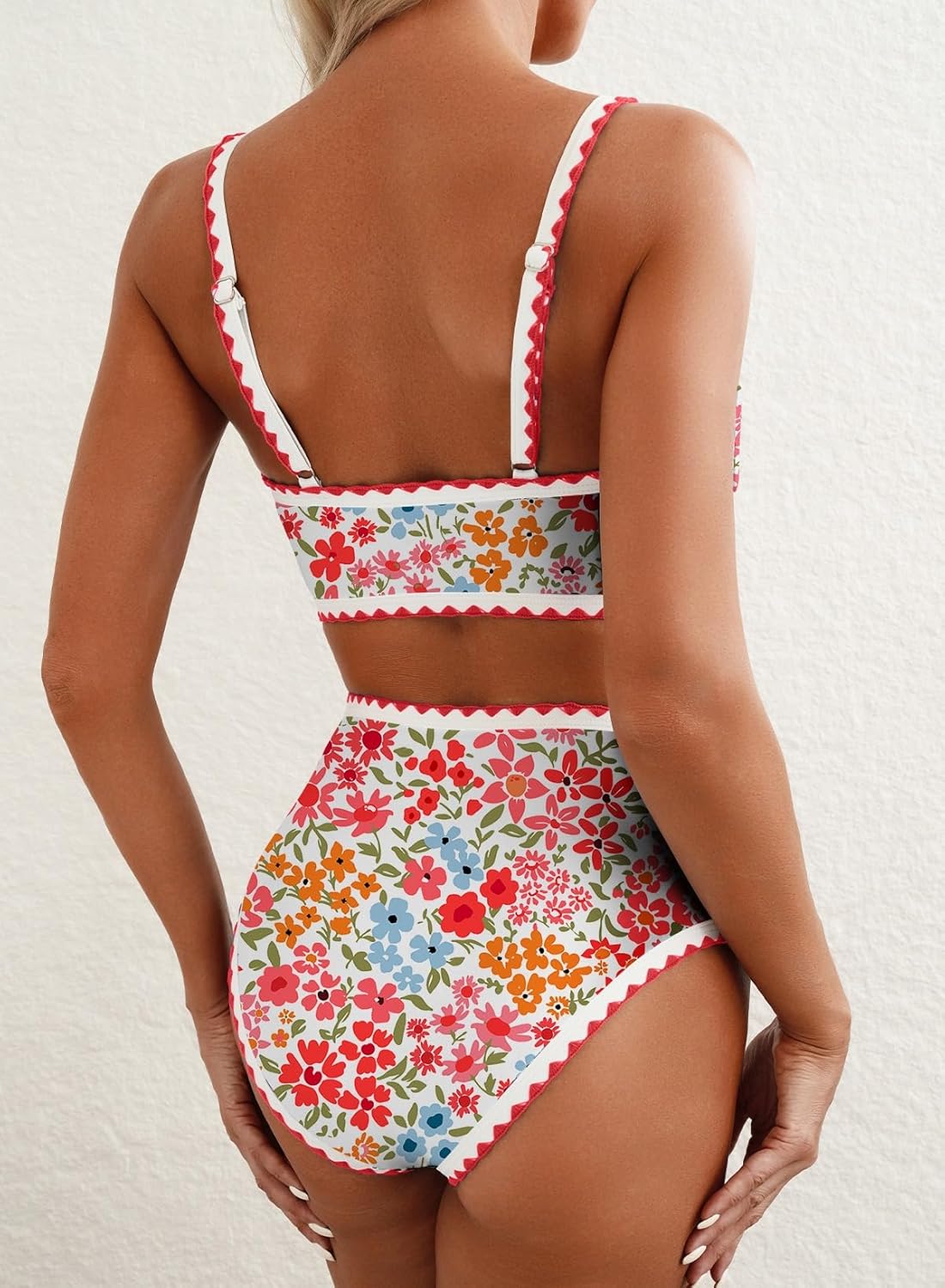 Thumbnail 1 de Herseas Women’s Floral Print Whip Stitch High-Waisted 2-Piece Bikini Set