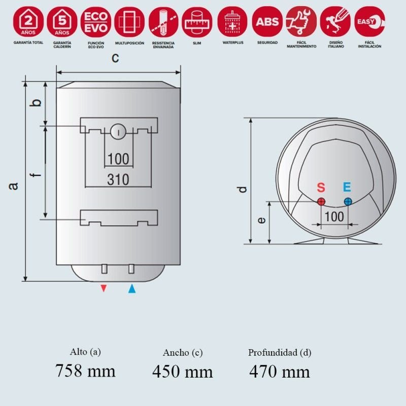 Detalle 2 de Ariston PRO1 Eco Dry Multis termo 80 L