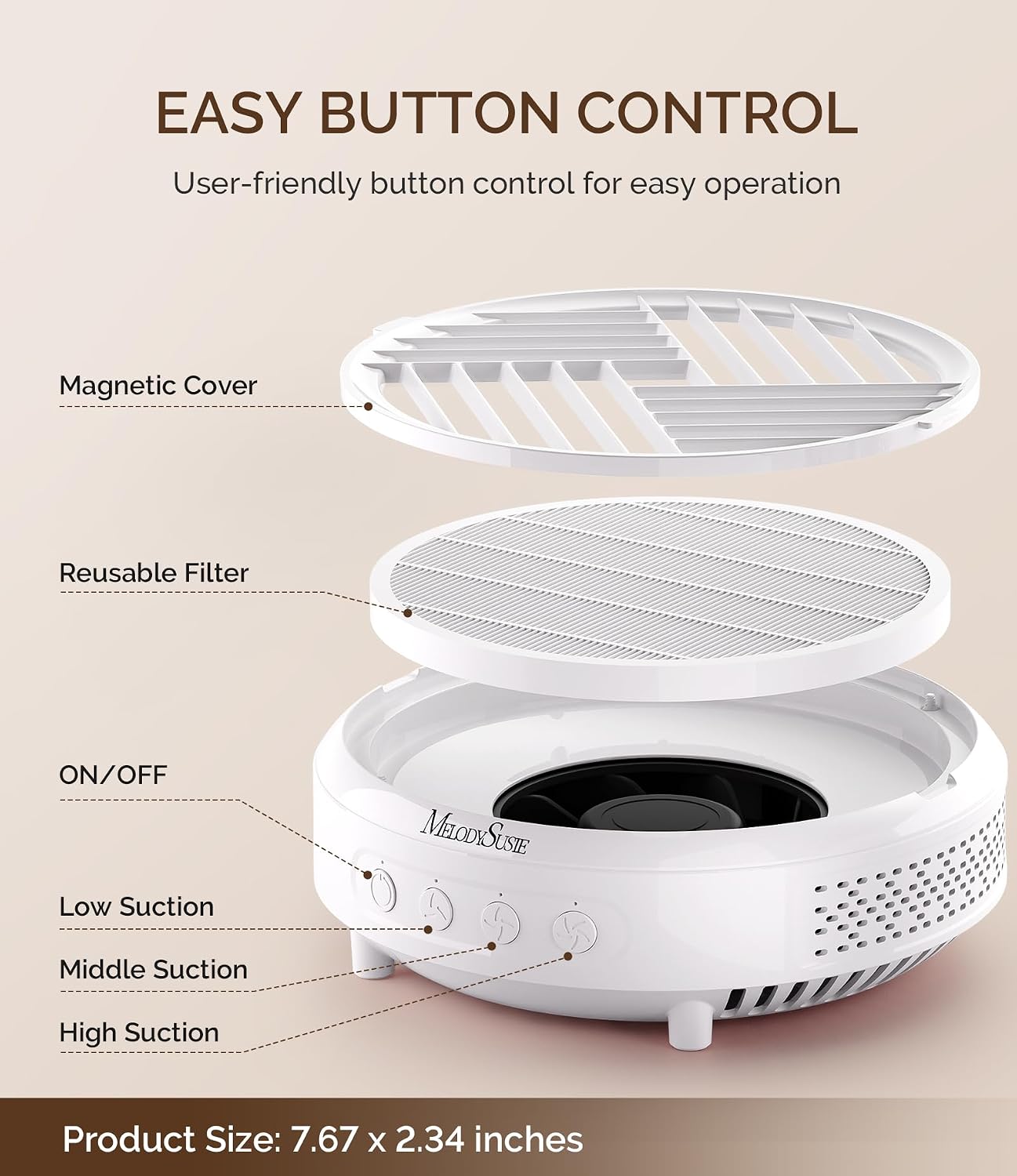 Detalle 2 de MelodySusie HPro 3800RPM Compact Nail Dust Collector