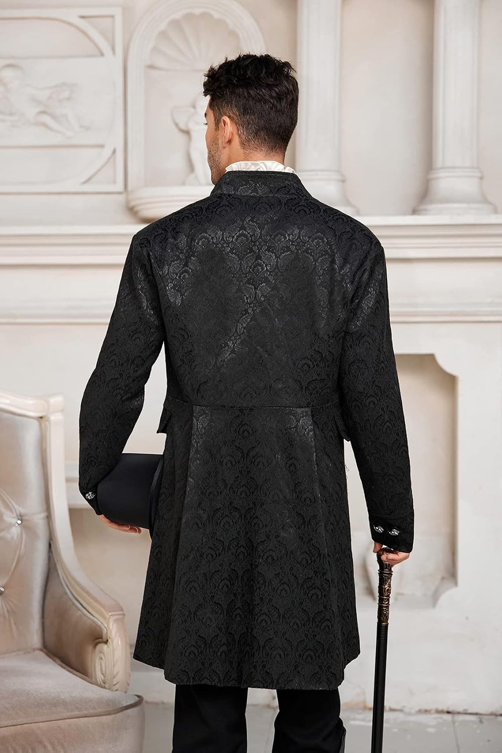 Detalle 2 de Men's Medieval Tailcoat Jacket in Jacquard Fabric