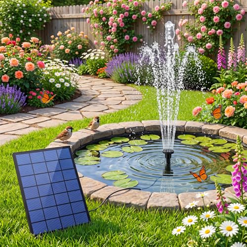 Detalle 2 de AISITIN Solarbrunnen 2,5 W DIY Teichpumpe mit 1,2 m Wasserleitung