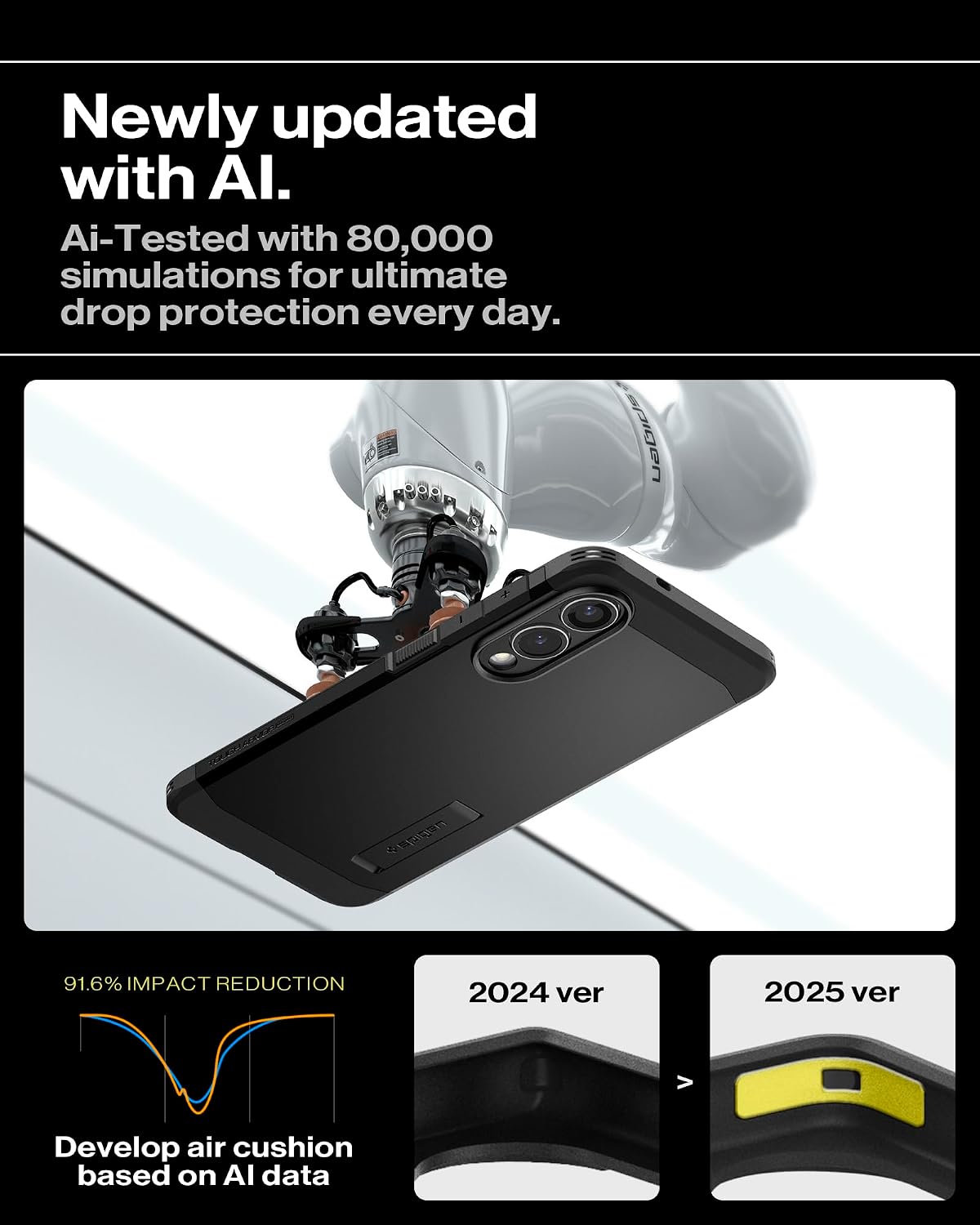 Detalle 2 de Spigen Tough Armor (AI) MagFit für Samsung Galaxy S25 Edge – MagSafe- kompatible Hülle mit Kickstand und XRD-Pads