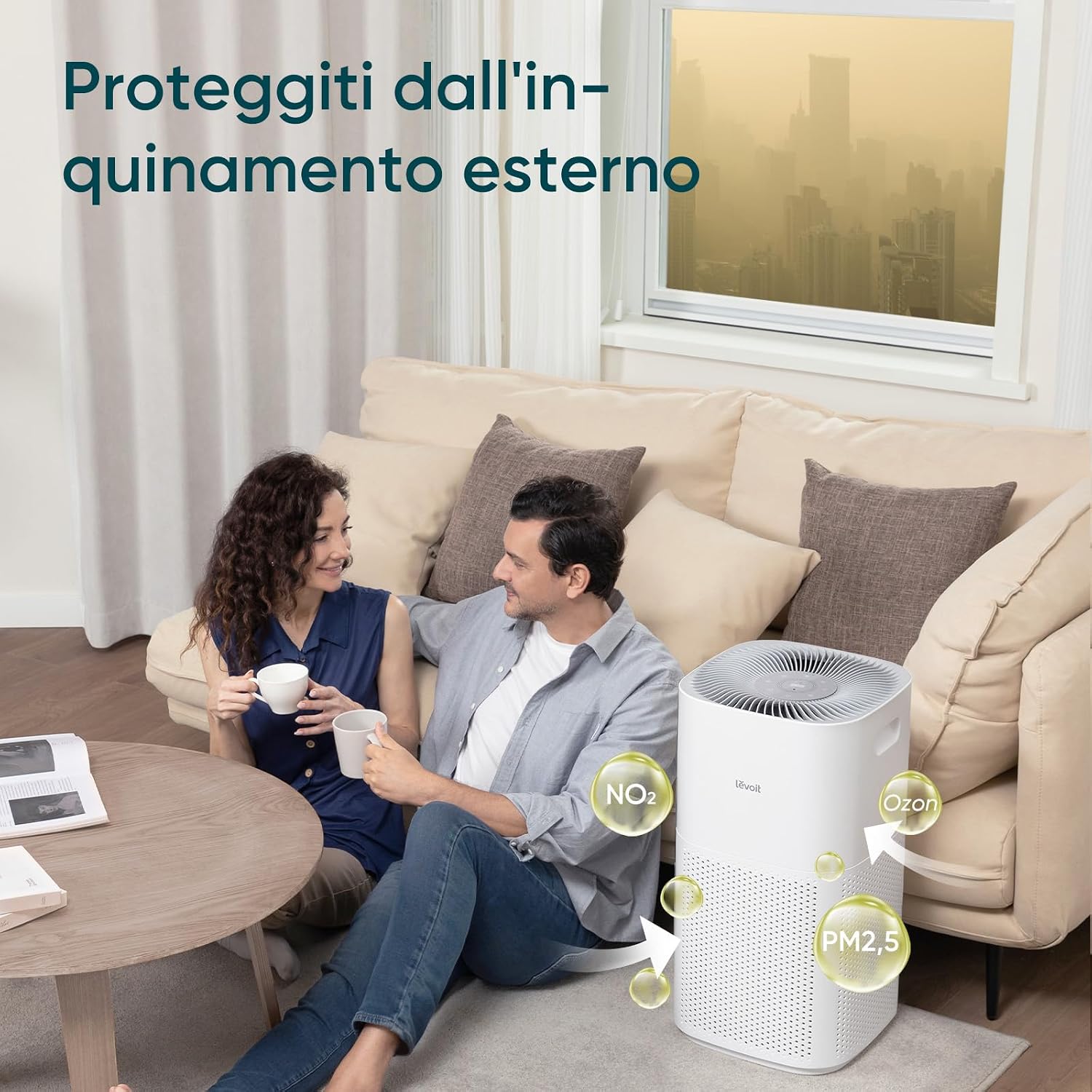 Detalle 2 de Levoit Smart Purificatore d'Aria HEPA per Fumo e Allergie, CADR 697 m³/h, 147 m², Alexa/VeSync