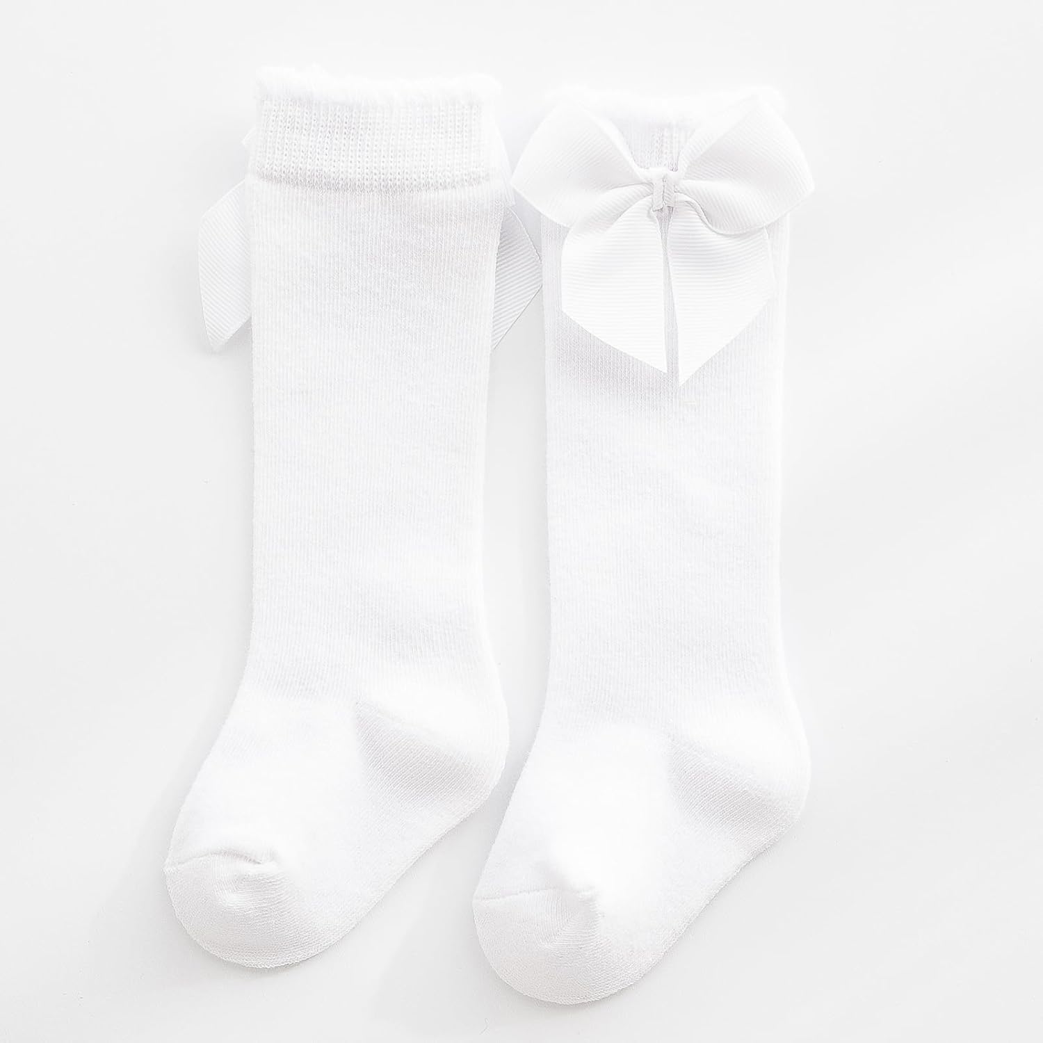 Thumbnail 5 de DRESHOW Baby Girl Knee High Socks – 4 Sizes, 5-Pack Cotton Infant Socks with Bow