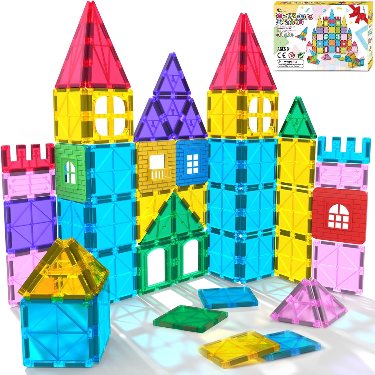 Detalle de Jasonwell Magnetic Building Tiles 60-Piece Set