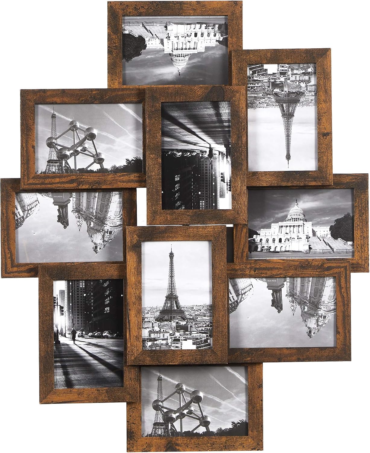 Detalle de SONGMICS Kavi RPF020X01 10-photo collage frame, MDF, rustic brown