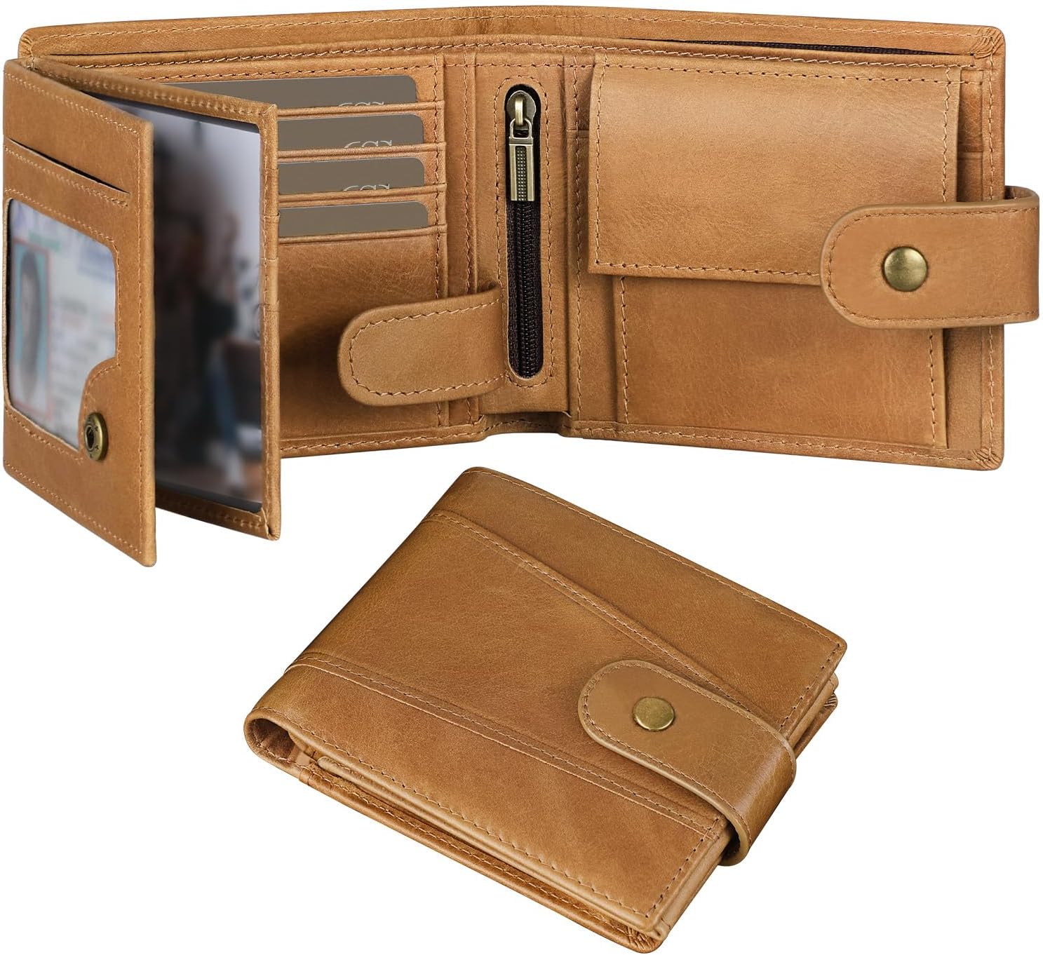 Thumbnail 6 de GSG SINCE 1998 Cowhide Leather Wallet with RFID Blocking, 17 Card Slots & Coin Pocket (Navy Blue)