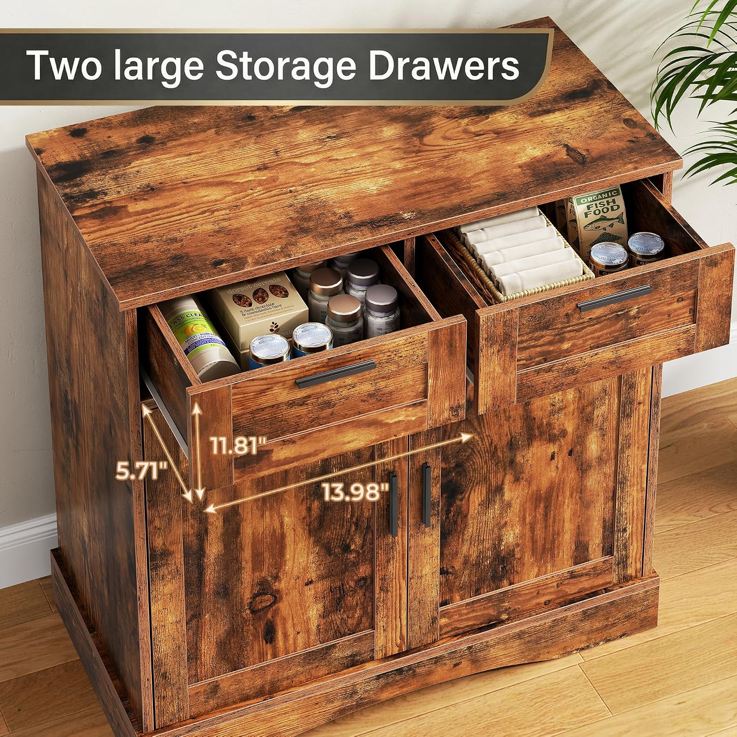 Detalle de Terroute PTBX01BR Aquarium Stand for 20-29 Gallon Tanks with 2 Drawers