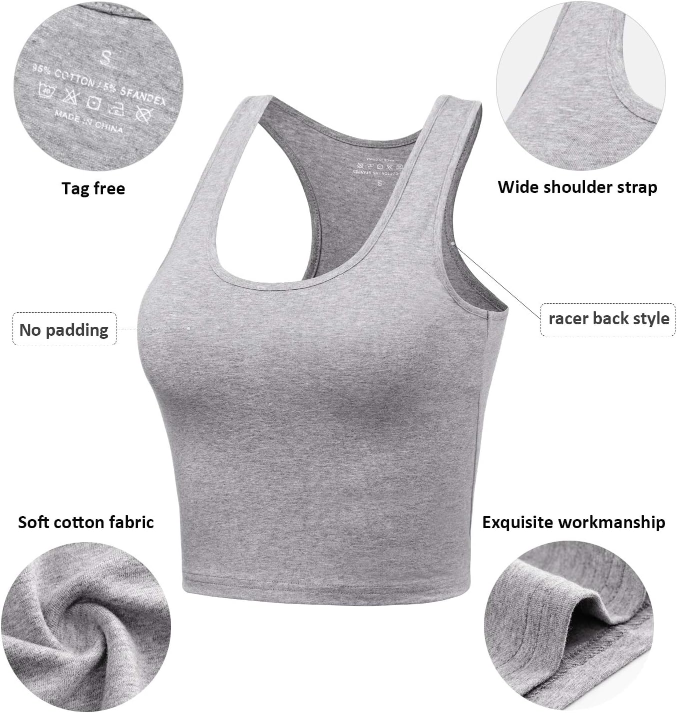Thumbnail 5 de Porvike Sports Crop Tank Tops 3-Pack