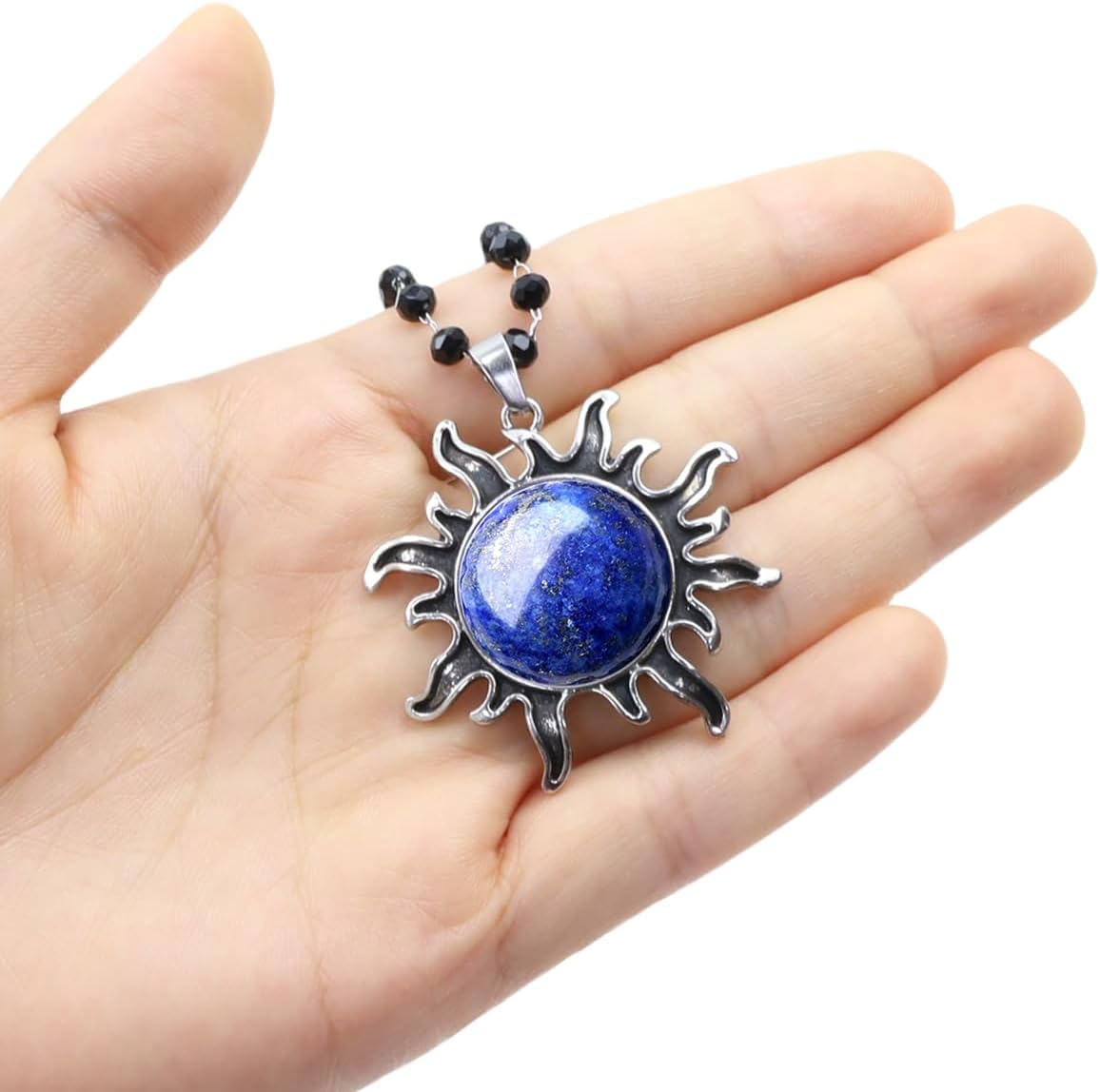 Detalle de AWARDSEN Gothic Moon Necklace for Women with Lapis Lazuli Pendant